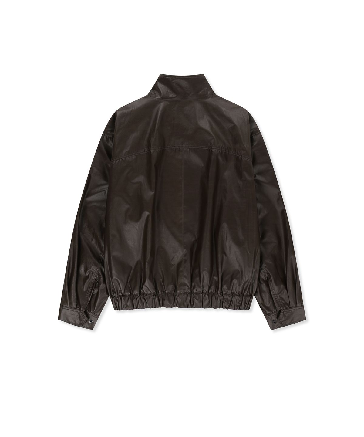 마뗑킴(MATIN KIM) WAXED HIGH NECK JUMPER IN BROWN