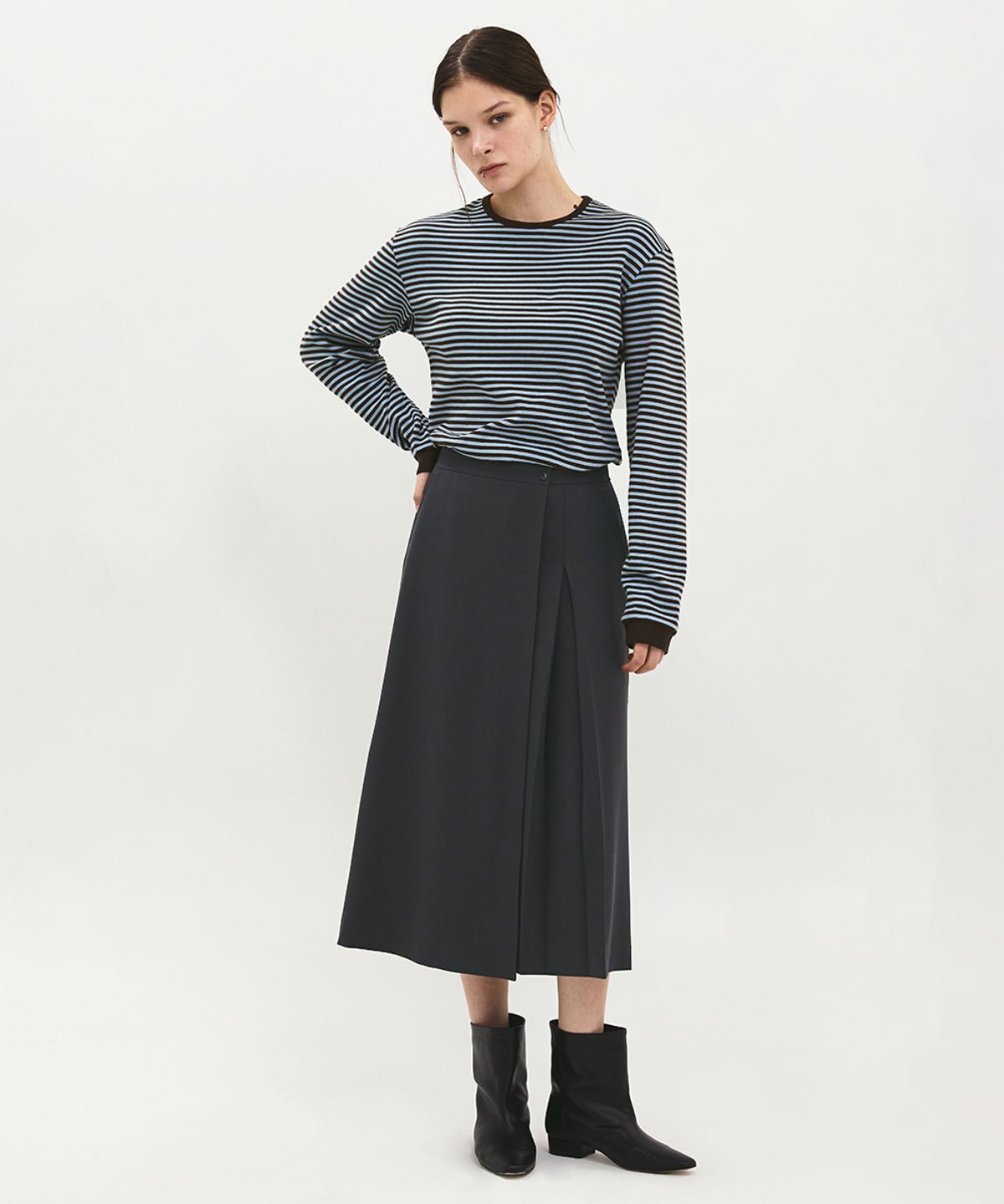 러프사이드 화이트라벨(ROUGH SIDE WHITE LABEL) Comfy Stripe Long Sleeve Sky Blue
