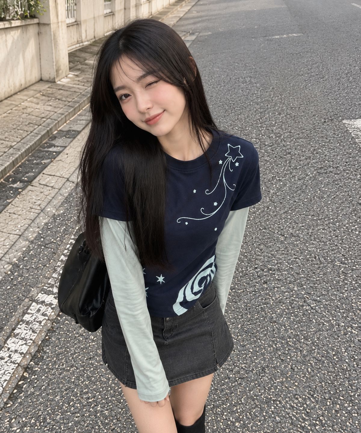케이케이이이이(KKEEE) 러블리 나이트 레이어드 긴팔티(2color)