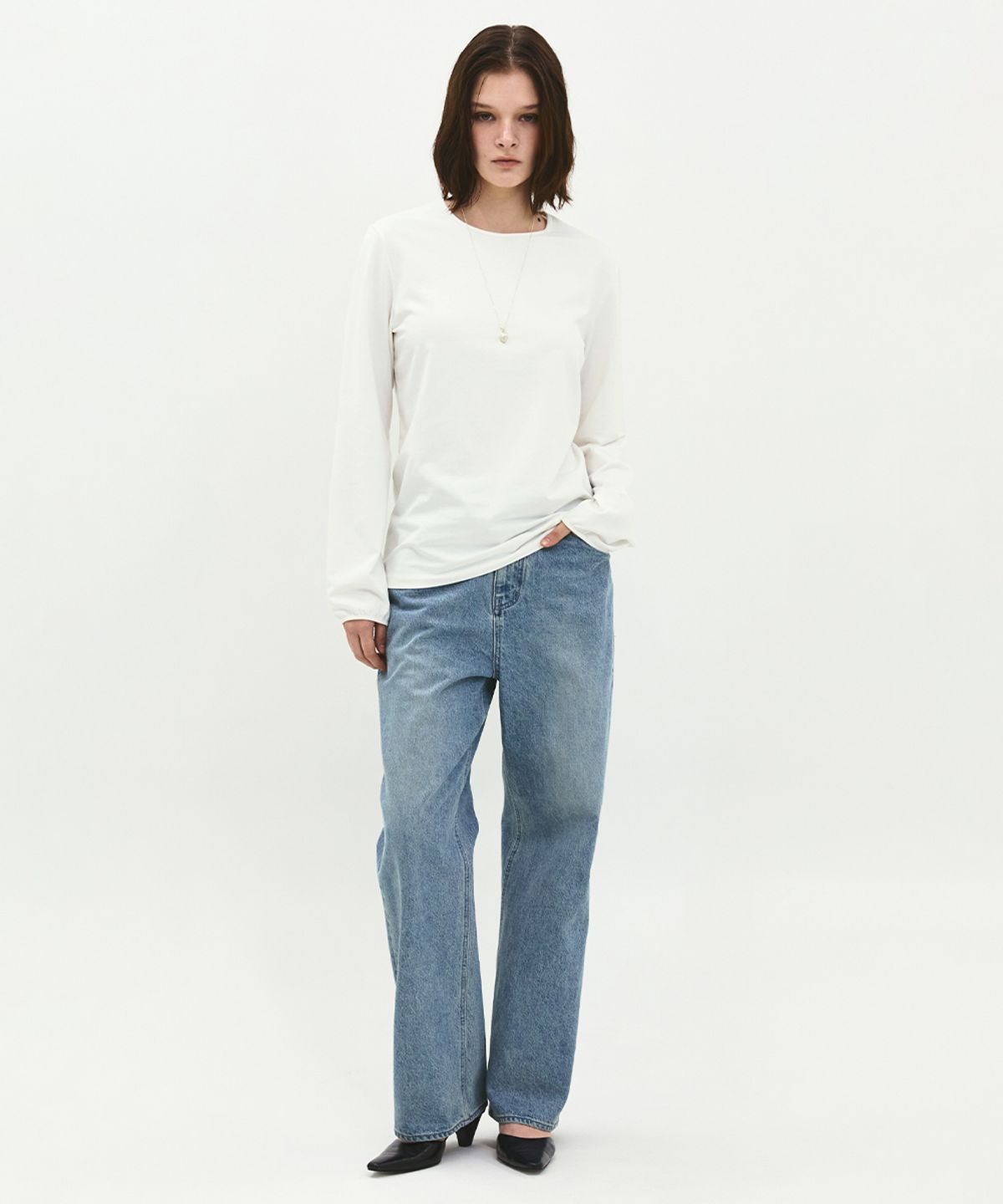 러프사이드 화이트라벨(ROUGH SIDE WHITE LABEL) Pipin Long Sleeve Cloud White