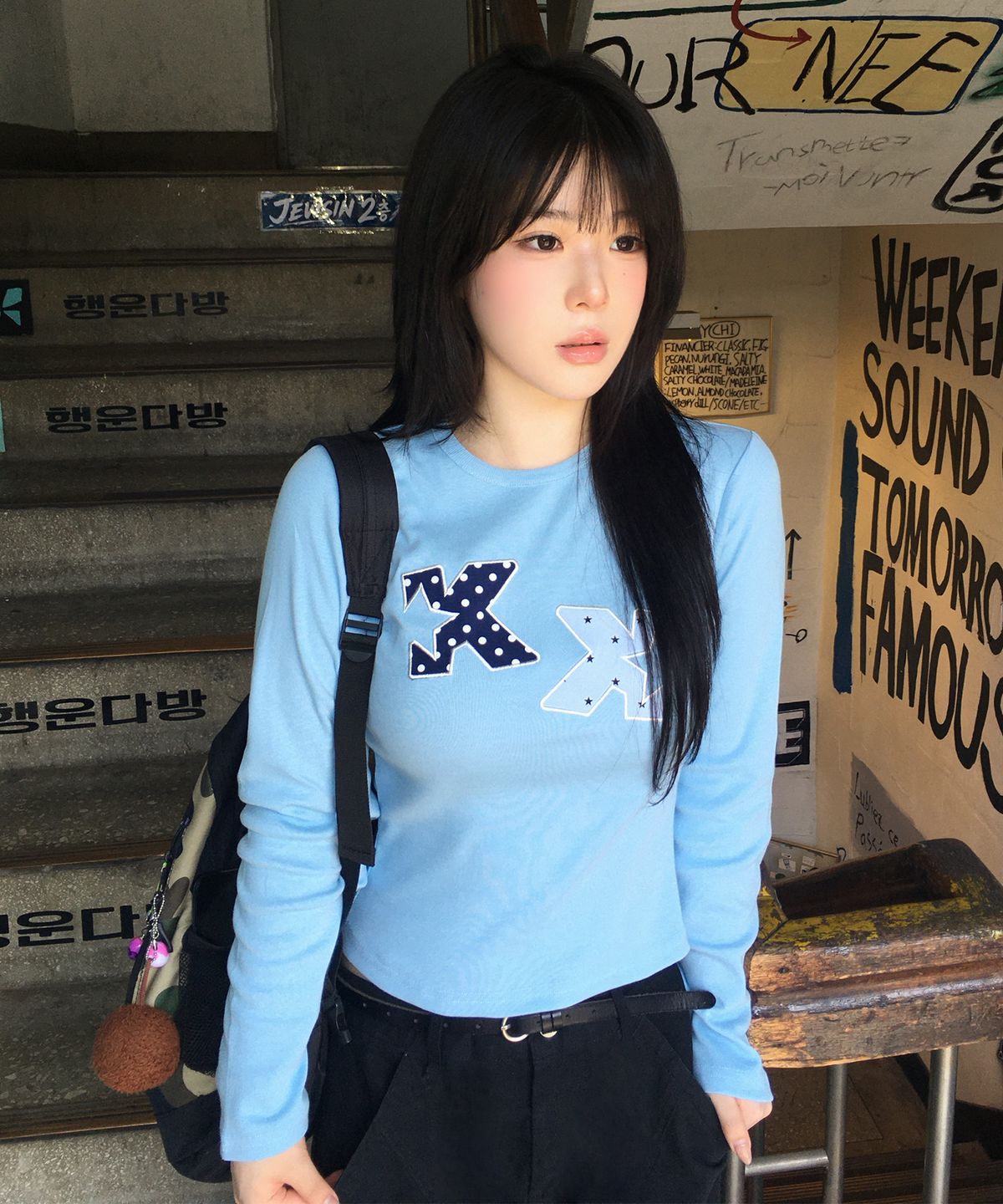 케이케이이이이(KKEEE) KK 도트 패치 코지 긴팔티(2color)
