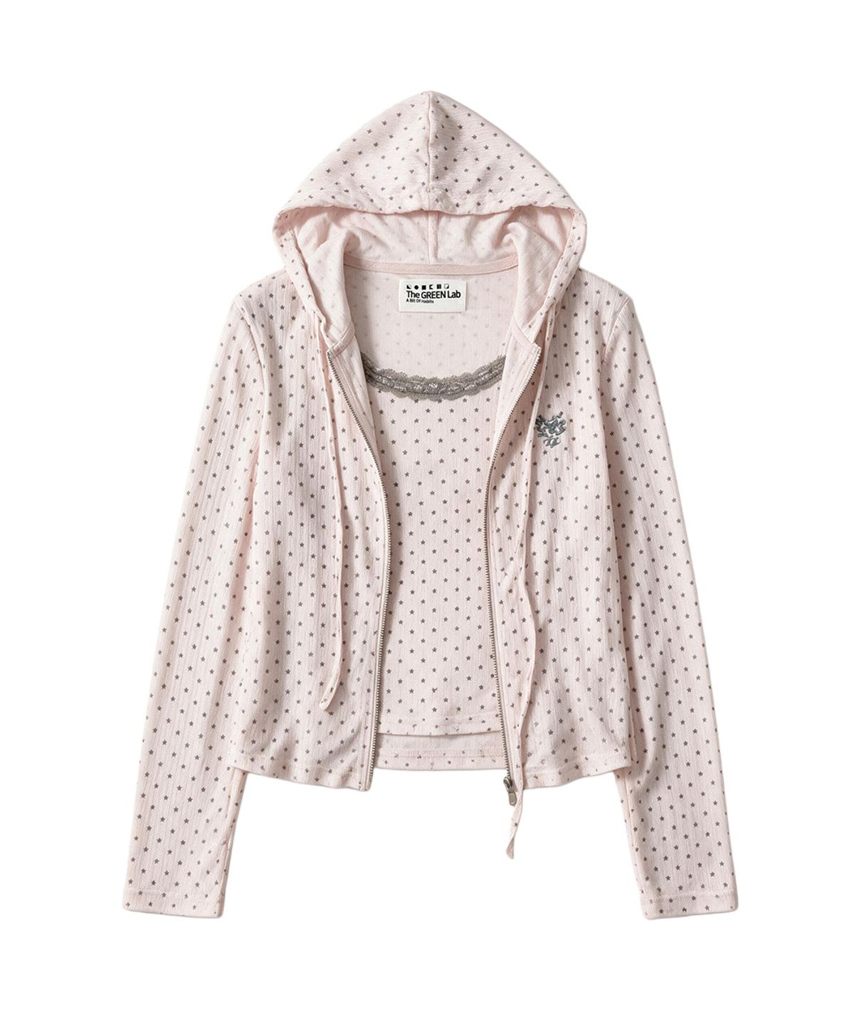더그린랩(THE GREEN LAB) 러블리 스타 후드 집업 세트 [라이트 핑크]