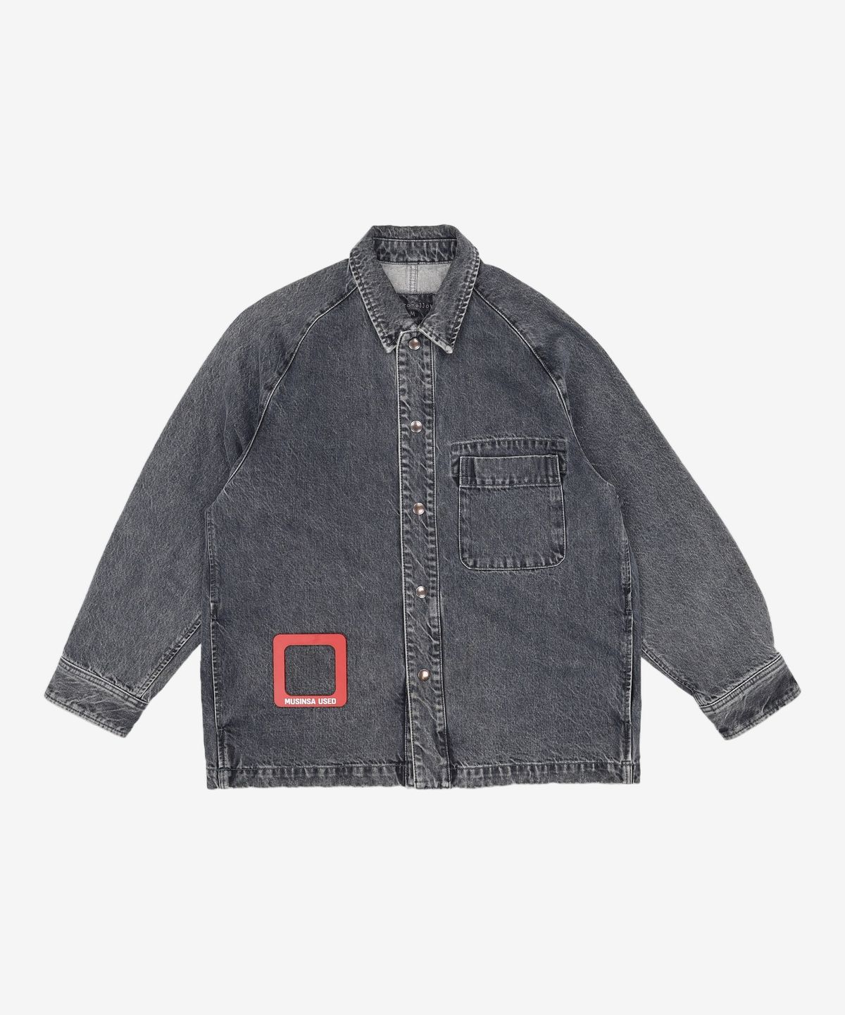 커스텀멜로우(CUSTOMELLOW) raglan sleeve denim overshirt_CWSAM22153GYX M