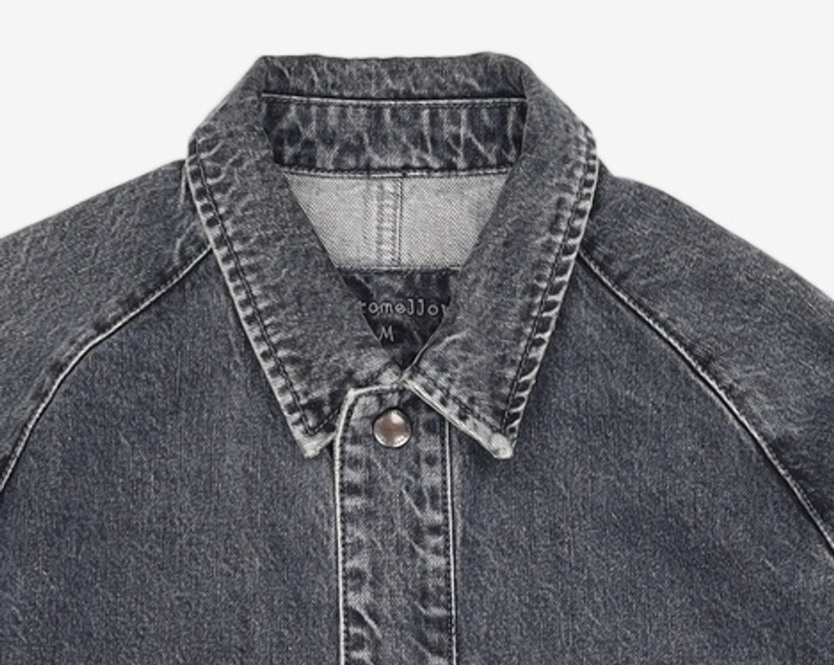 커스텀멜로우(CUSTOMELLOW) raglan sleeve denim overshirt_CWSAM22153GYX M
