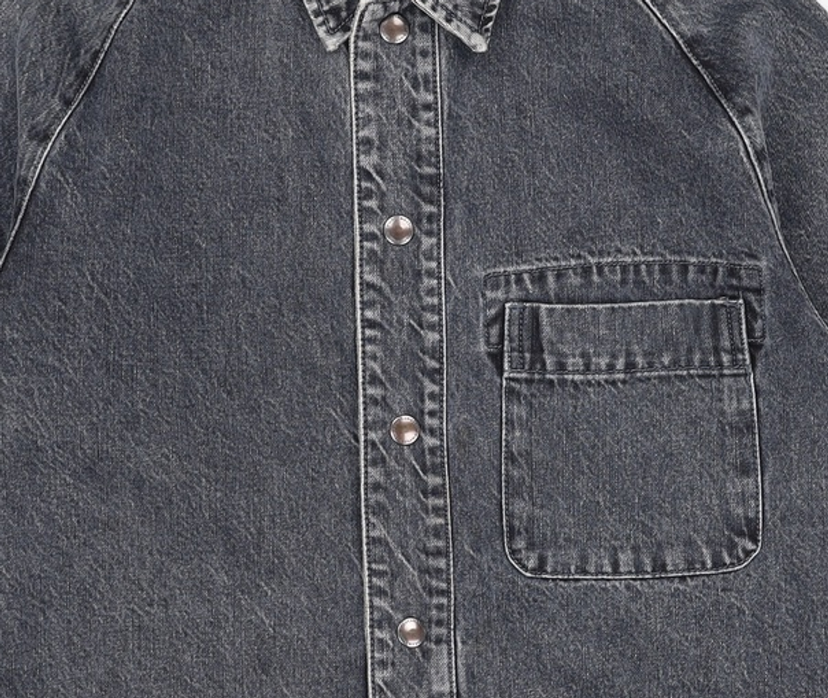 커스텀멜로우(CUSTOMELLOW) raglan sleeve denim overshirt_CWSAM22153GYX M