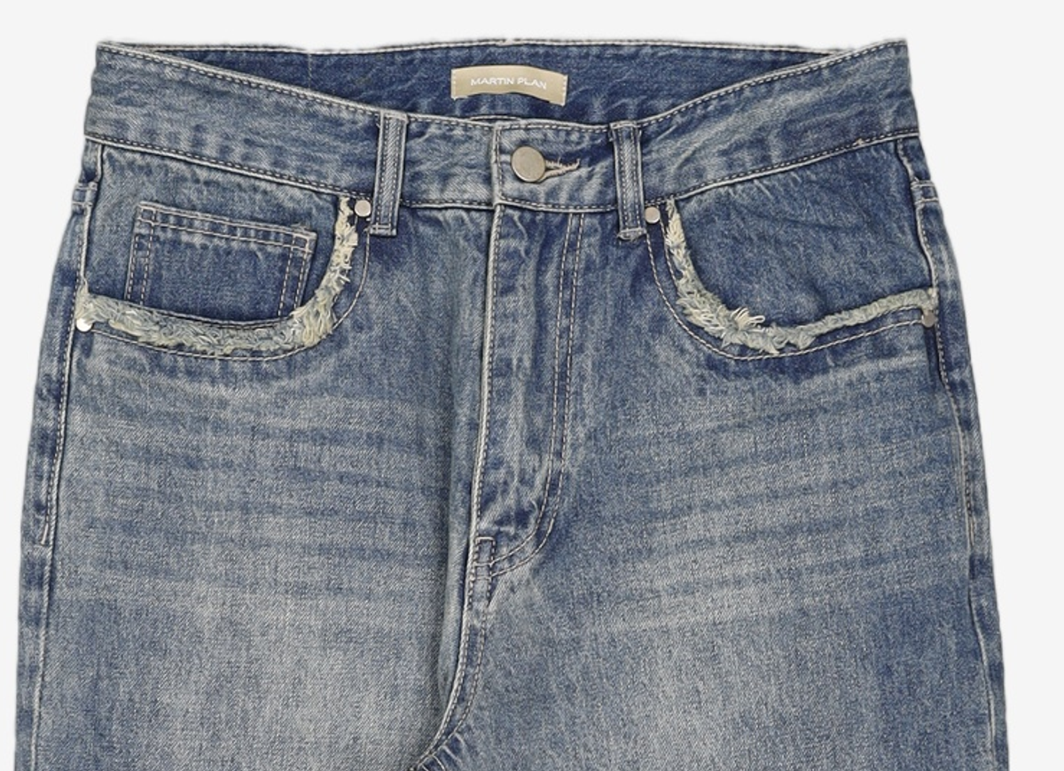 마틴플랜(MARTIN PLAN) Cut Out Straight Jeans - BLUE M