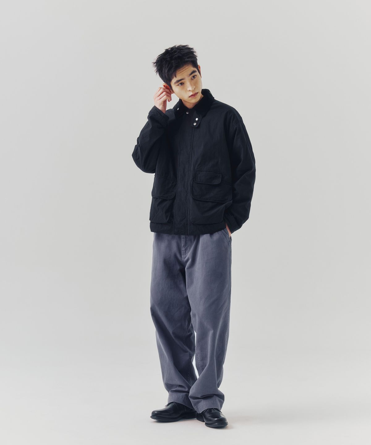 에스피오나지(ESPIONAGE) Wide Officer Pants Slate
