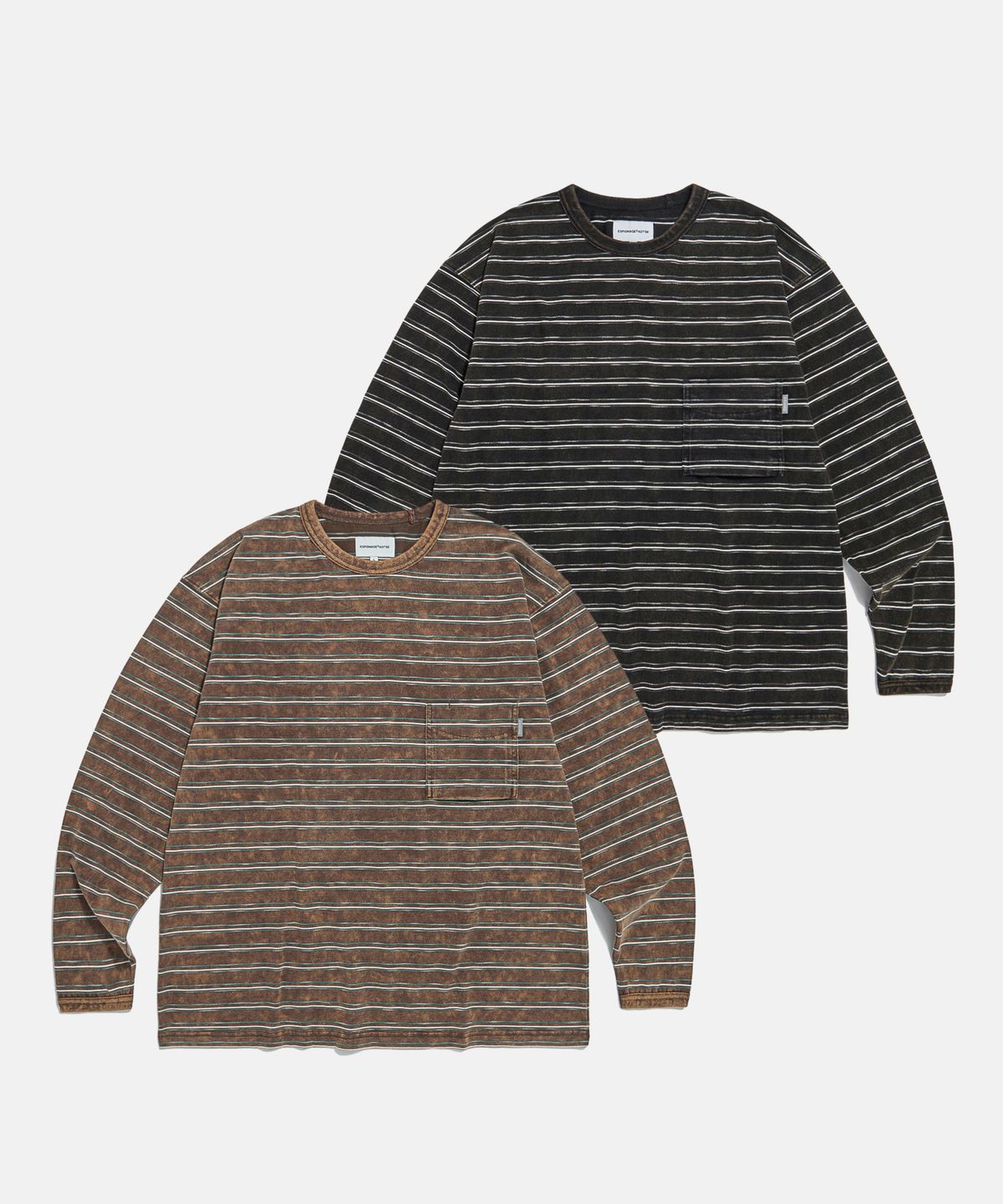 에스피오나지(ESPIONAGE) Vintage Washed Border L/S Tee Black