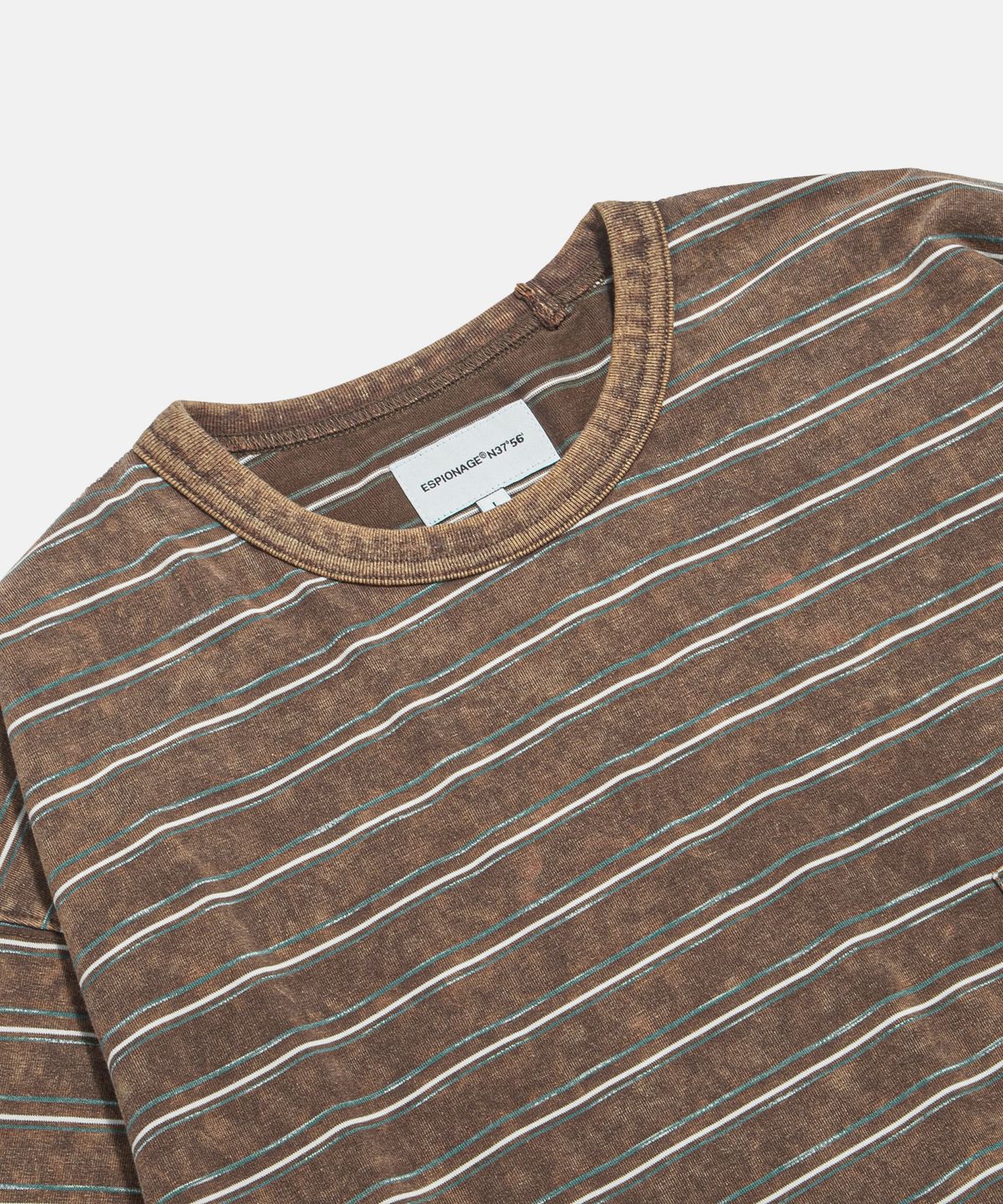 에스피오나지(ESPIONAGE) Vintage Washed Border L/S Tee Brown