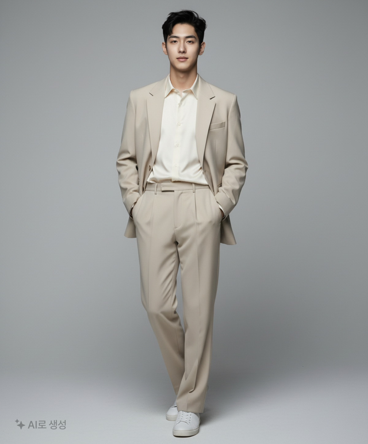 커스텀어클락(COSTUME O’CLOCK) 원턱 세미 부츠컷 슬랙스 라이트그레이 COOSPT198L.BEIGE 34