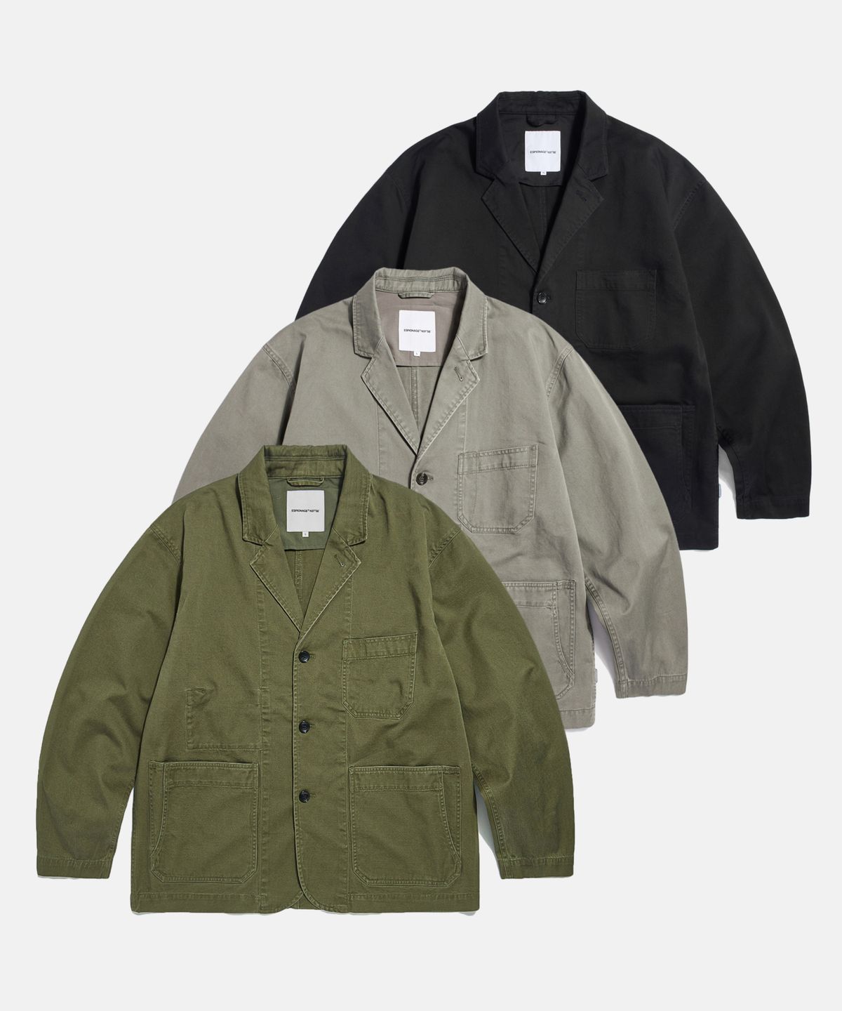 에스피오나지(ESPIONAGE) Cotton Notched Jacket Olive