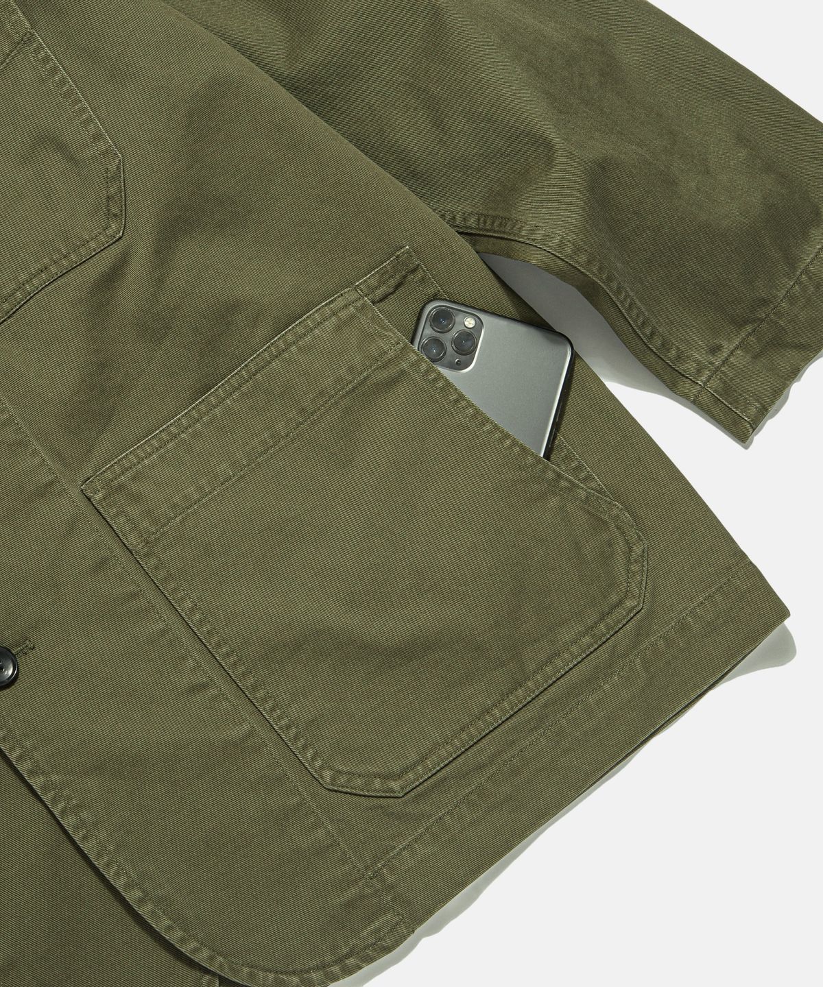 에스피오나지(ESPIONAGE) Cotton Notched Jacket Olive