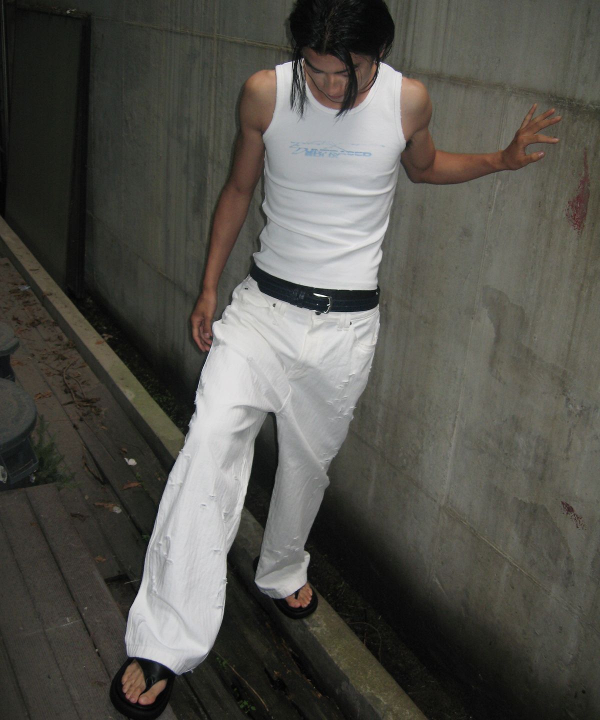 엔드릭스(EDLIX) Pierce Stripe Denim Pants (White)