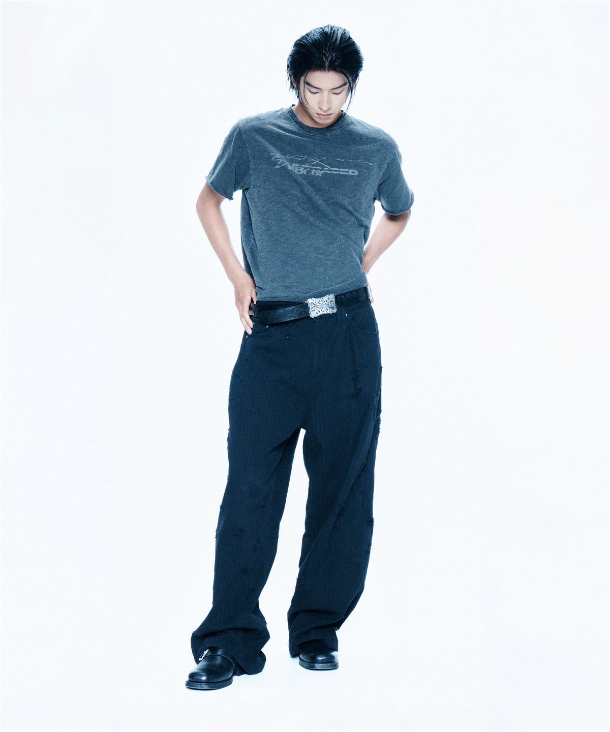 엔드릭스(EDLIX) Pierce Stripe Denim Pants (Black)