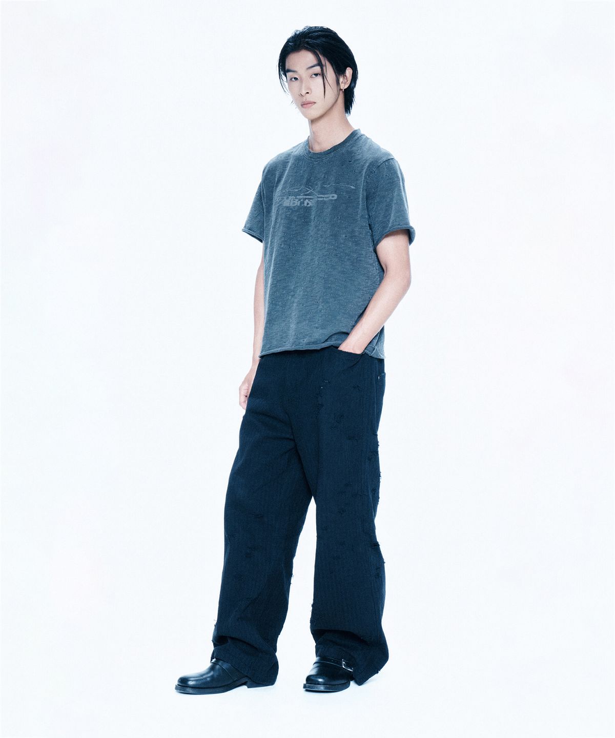 엔드릭스(EDLIX) Pierce Stripe Denim Pants (Black)