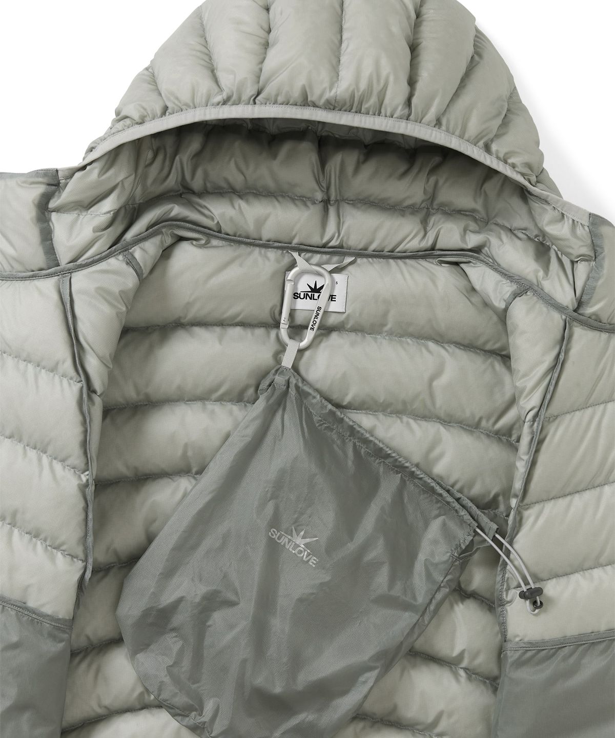 썬러브투어(SUNLOVETOUR) Hooded Fly Light Down Jacket Silver