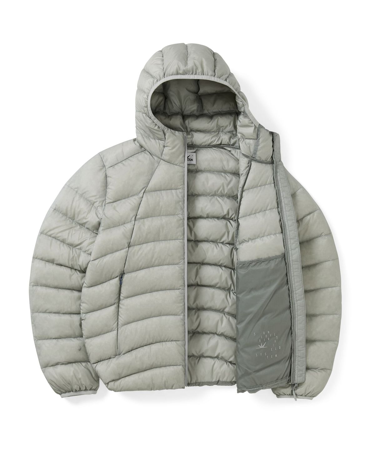 썬러브투어(SUNLOVETOUR) Hooded Fly Light Down Jacket Silver
