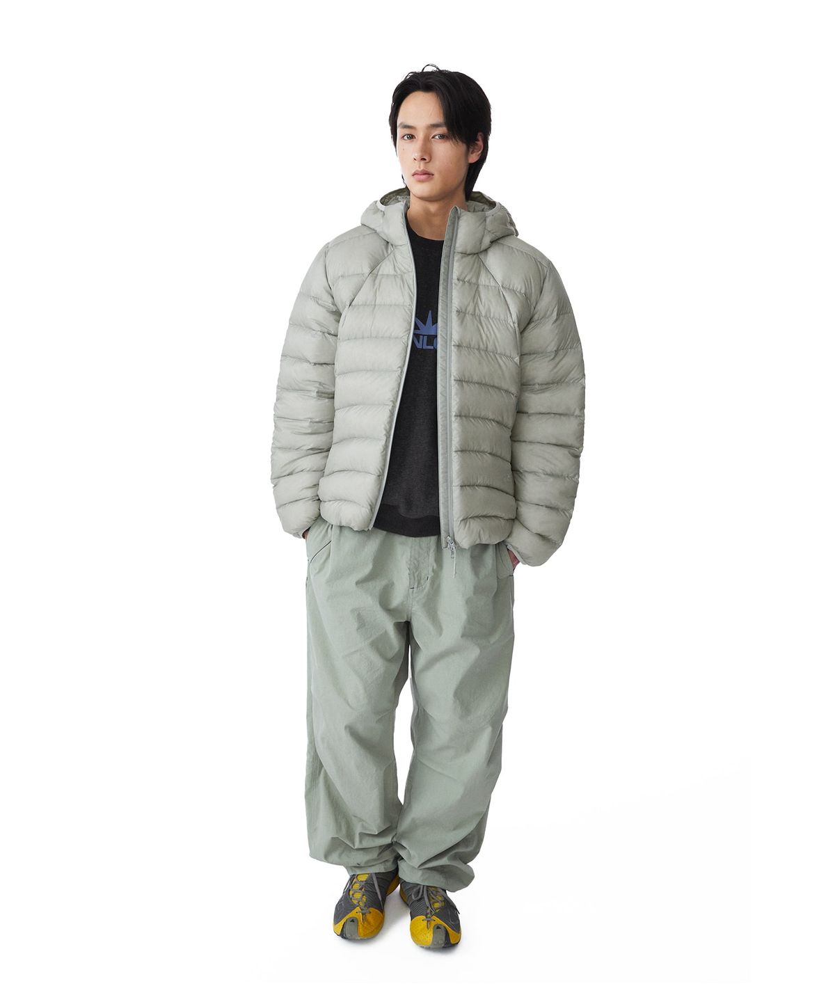 썬러브투어(SUNLOVETOUR) Hooded Fly Light Down Jacket Silver