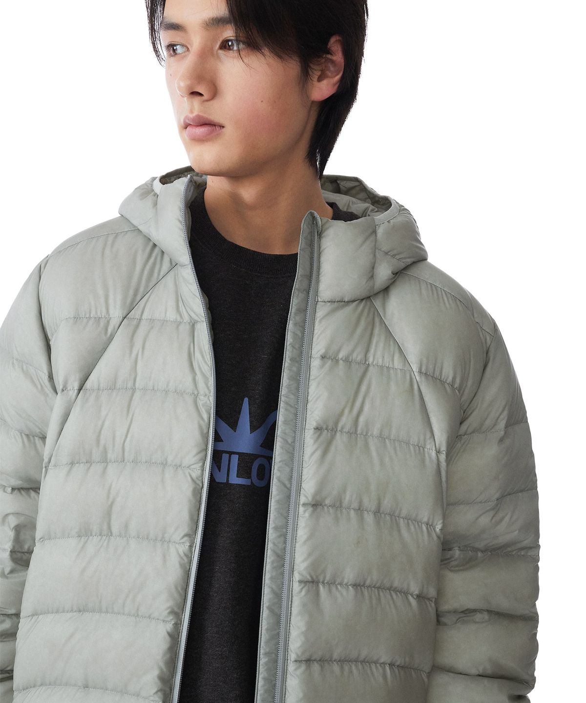 썬러브투어(SUNLOVETOUR) Hooded Fly Light Down Jacket Silver