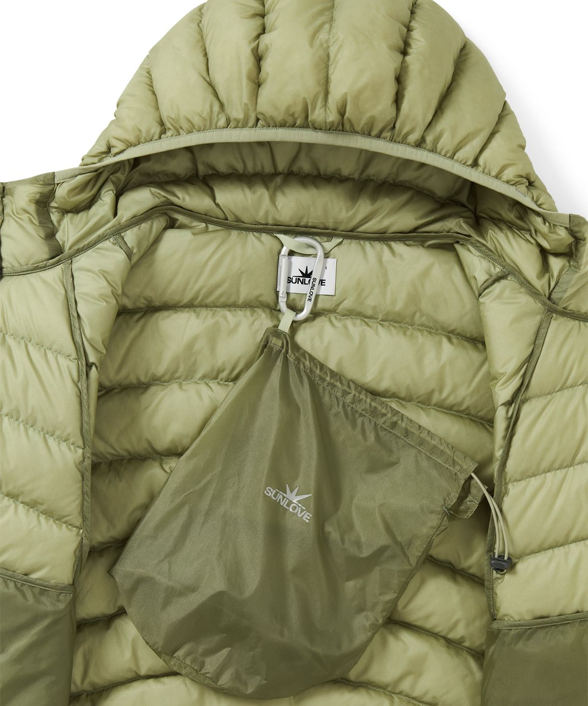 썬러브투어(SUNLOVETOUR) Hooded Fly Light Down Jacket Khaki