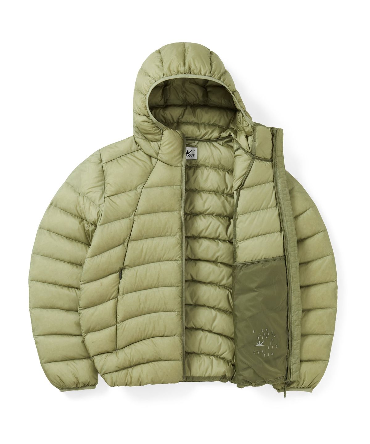 썬러브투어(SUNLOVETOUR) Hooded Fly Light Down Jacket Khaki