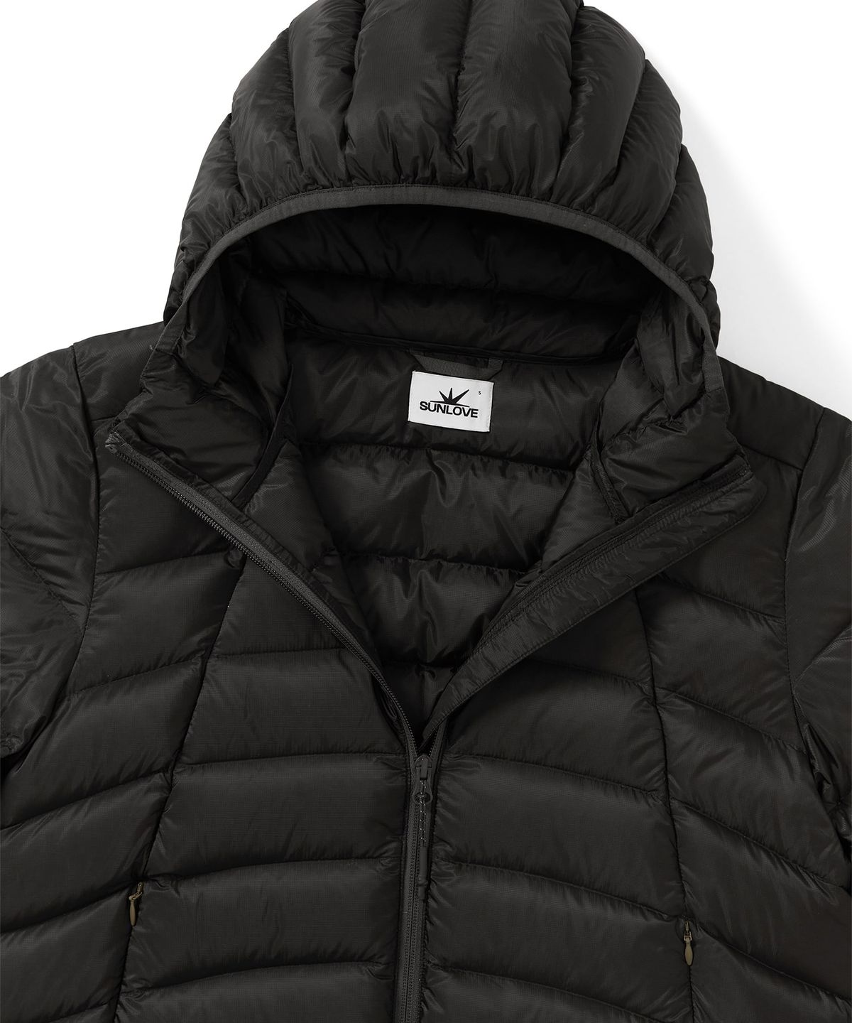 썬러브투어(SUNLOVETOUR) Hooded Fly Light Down Jacket Charcoal