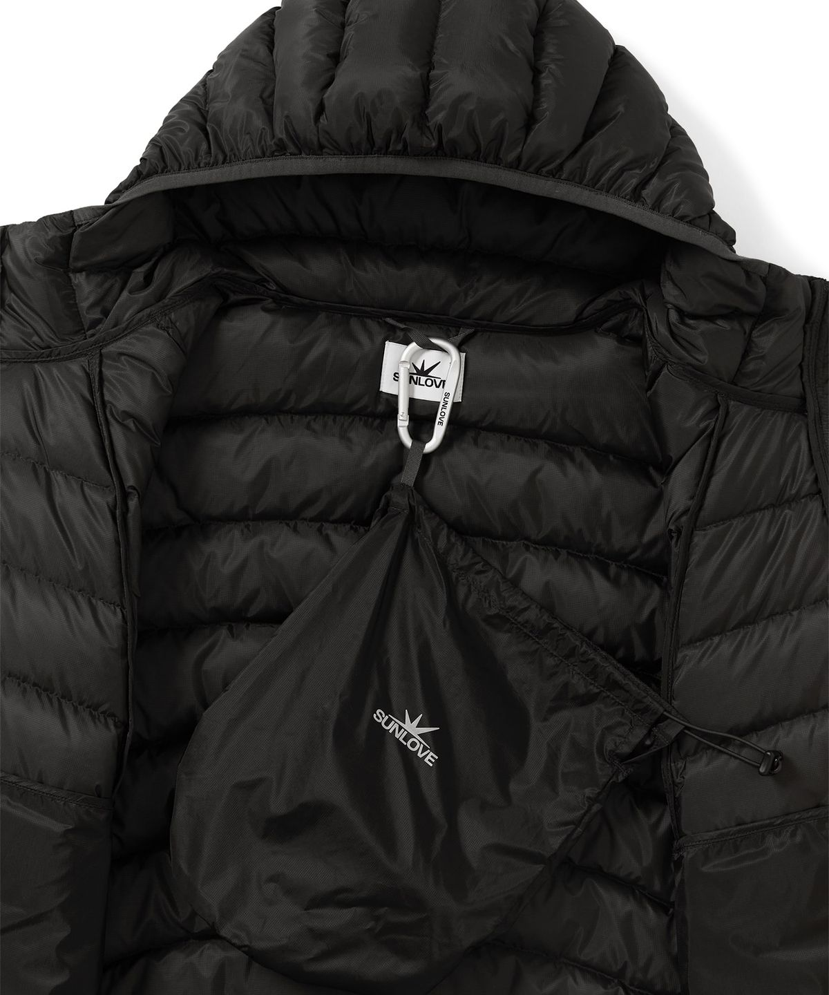썬러브투어(SUNLOVETOUR) Hooded Fly Light Down Jacket Charcoal
