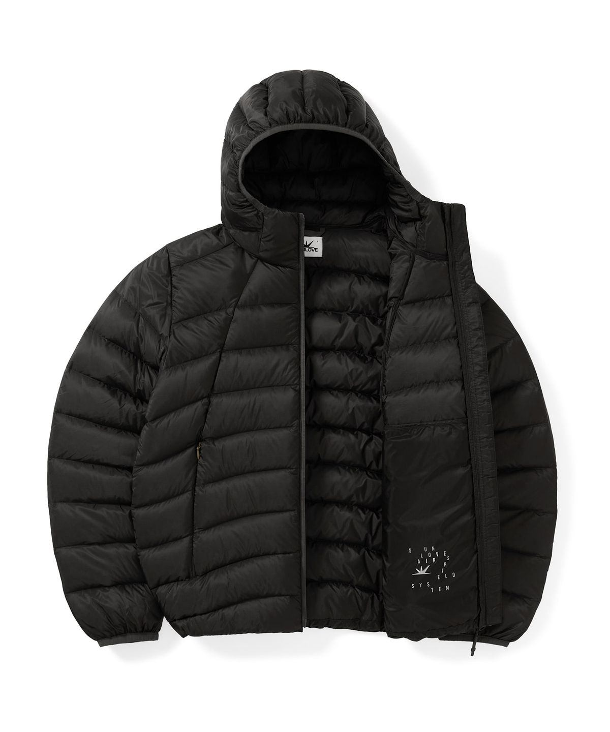 썬러브투어(SUNLOVETOUR) Hooded Fly Light Down Jacket Charcoal