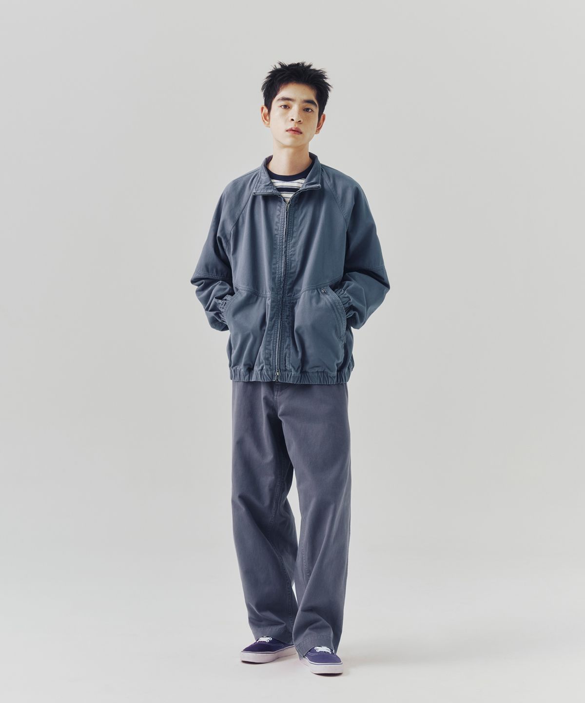 에스피오나지(ESPIONAGE) Washed Track Jacket Pale Blue