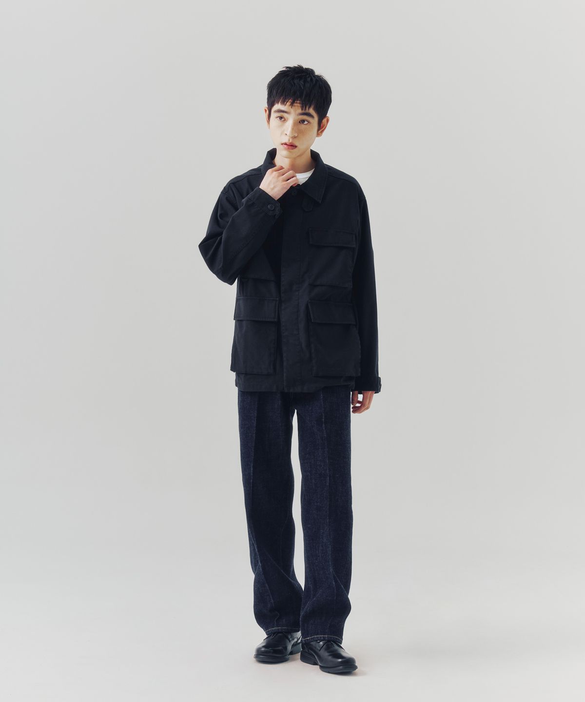 에스피오나지(ESPIONAGE) Draped Nep BDU Army Jacket Black
