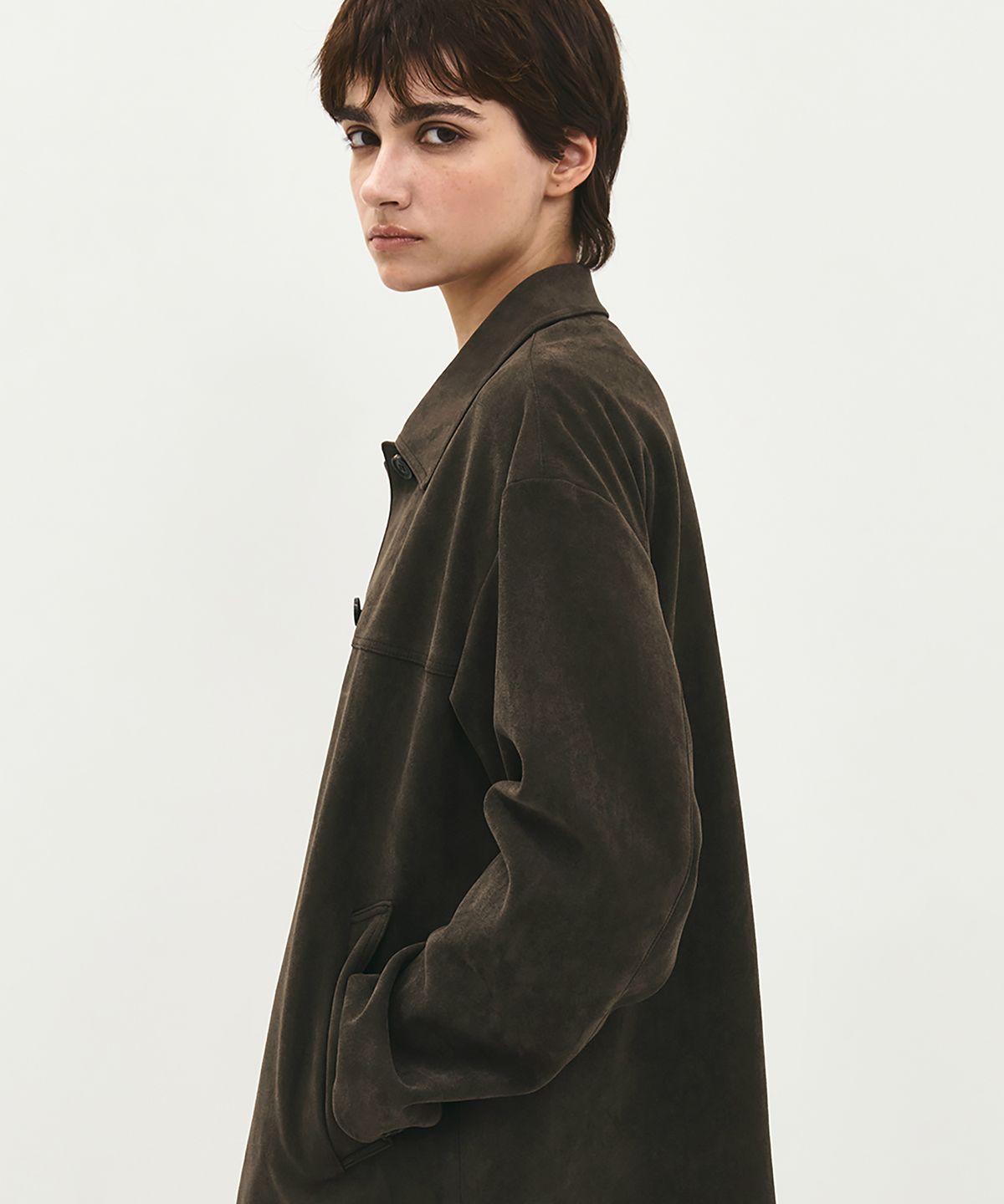 러프사이드 화이트라벨(ROUGH SIDE WHITE LABEL) Sandy Suede Jacket Bark