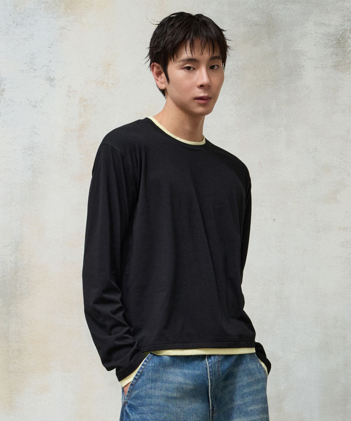 에이지오디(AGOD) 소프트 레이어드 롱 슬리브 [블랙]