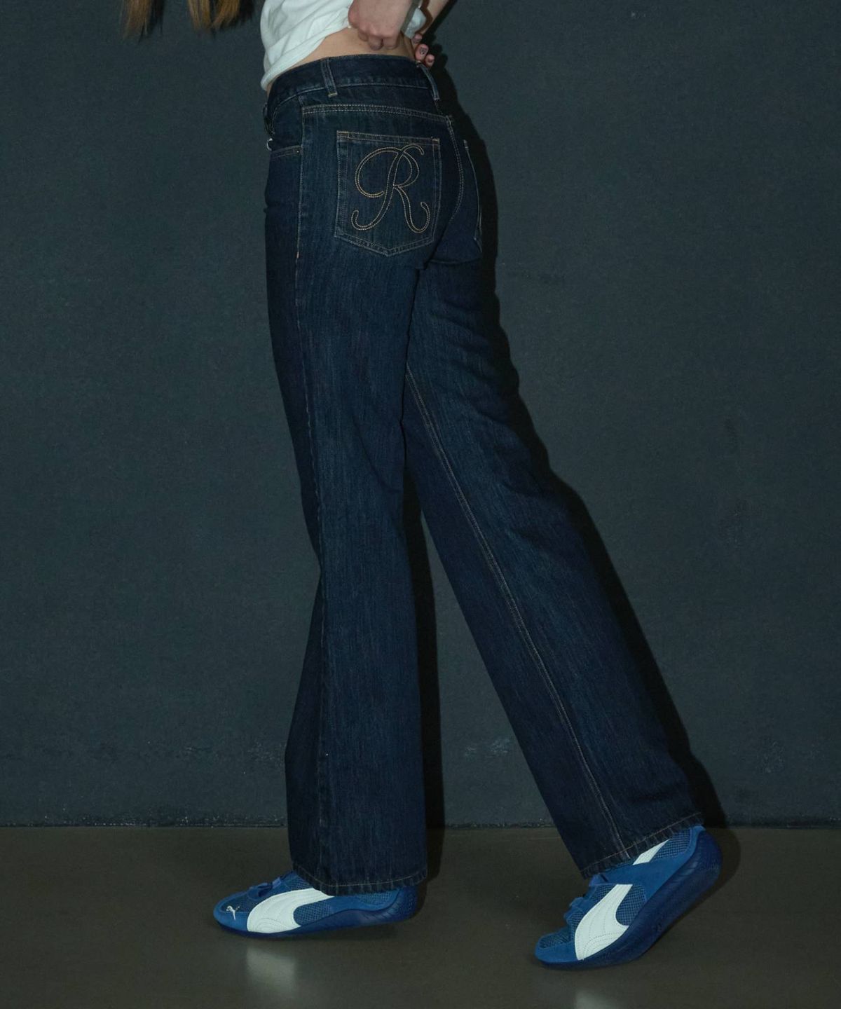 림닉(REEMNIK) RIVETTE VEIN BOOTCUT DENIM PANTS [DEEP BLUE]
