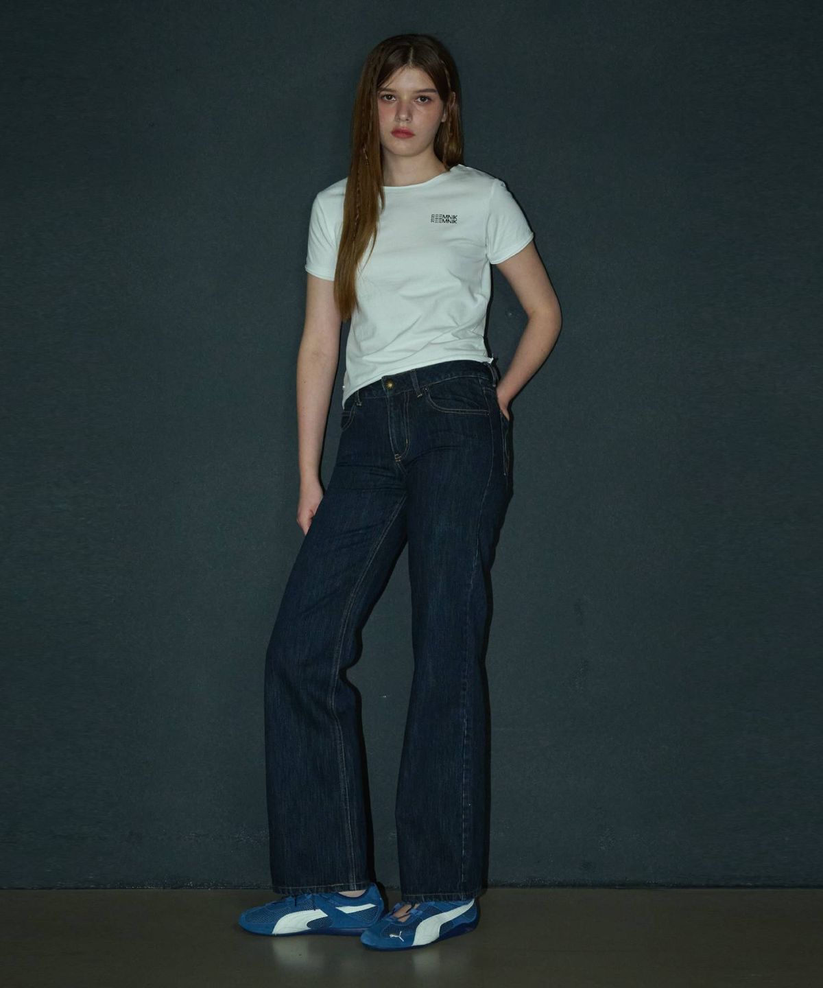 림닉(REEMNIK) RIVETTE VEIN BOOTCUT DENIM PANTS [DEEP BLUE]