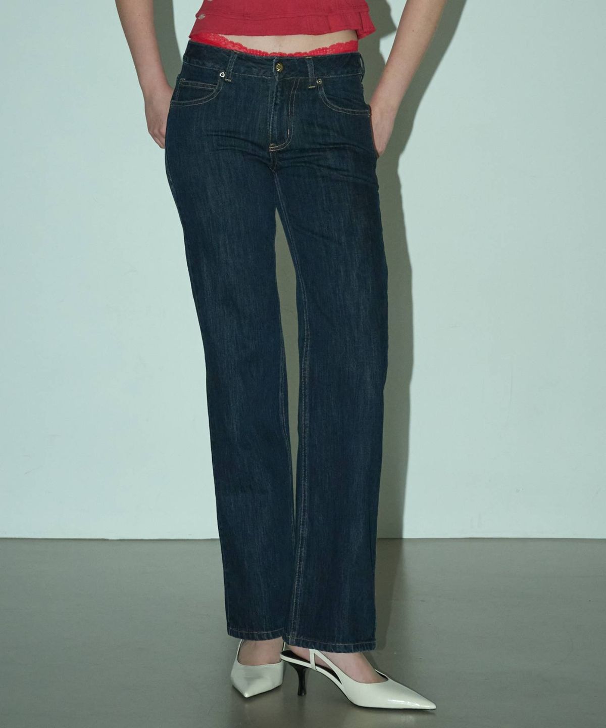 림닉(REEMNIK) RIVETTE VEIN BOOTCUT DENIM PANTS [DEEP BLUE]
