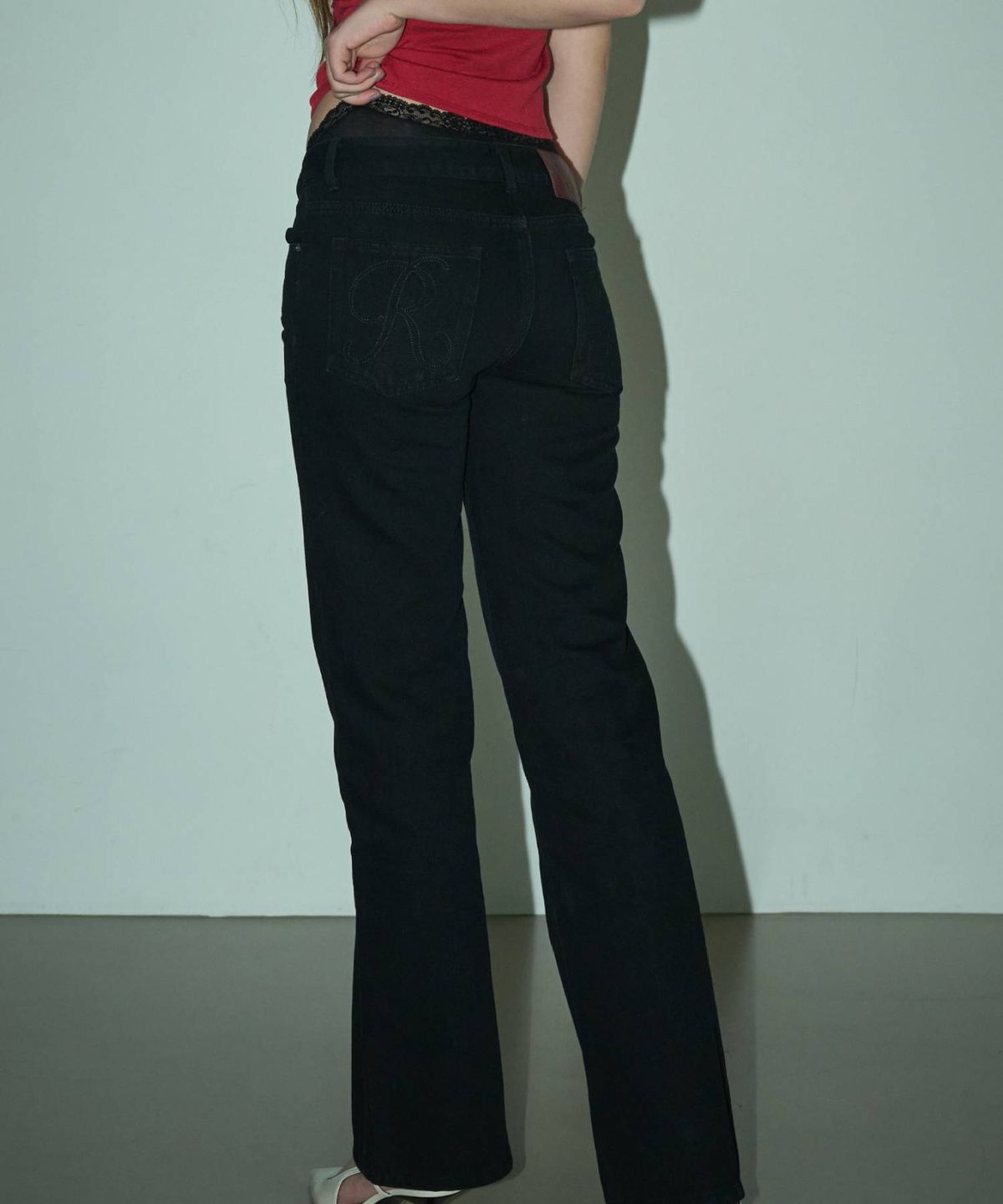 림닉(REEMNIK) RIVETTE VEIN BOOTCUT DENIM PANTS [BLACK]