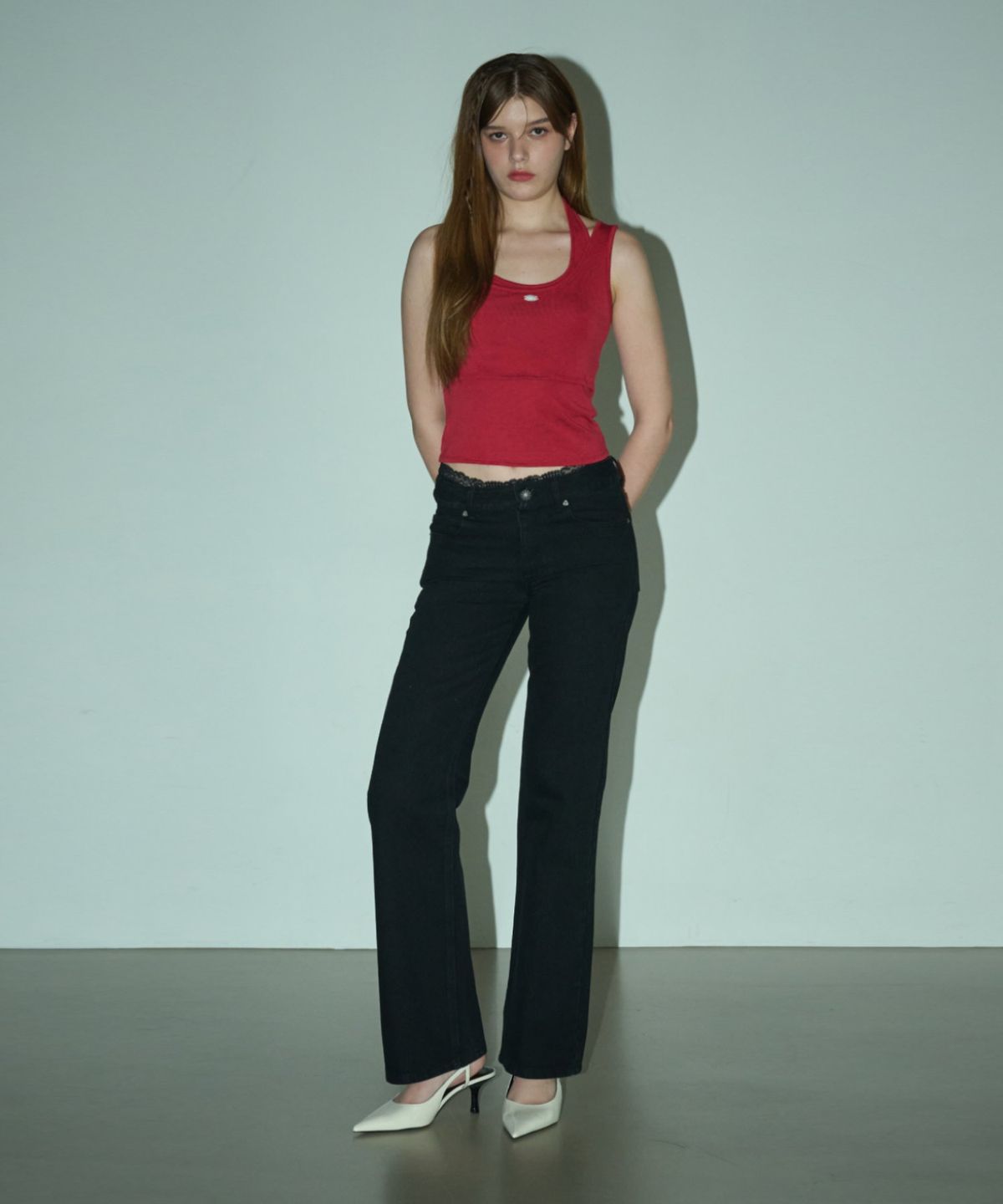 림닉(REEMNIK) RIVETTE VEIN BOOTCUT DENIM PANTS [BLACK]