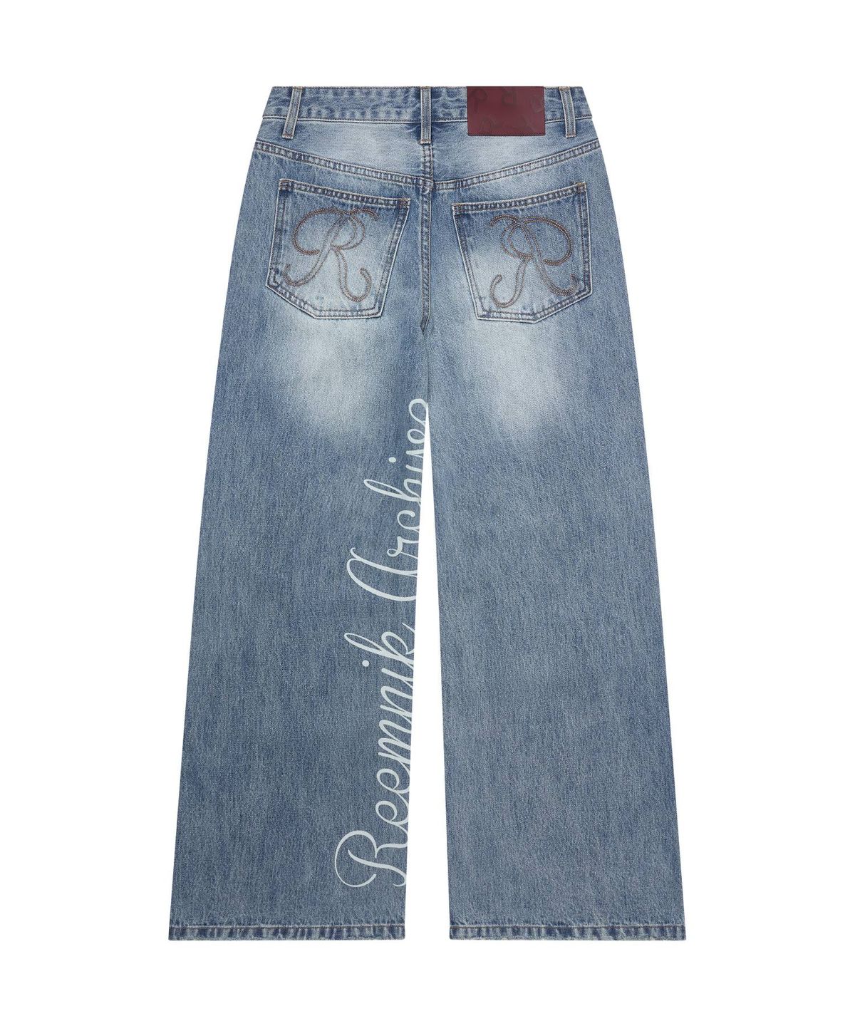 림닉(REEMNIK) RIVETTE DRIFT LETTERING WIDE DENIM PANTS [BLUE]