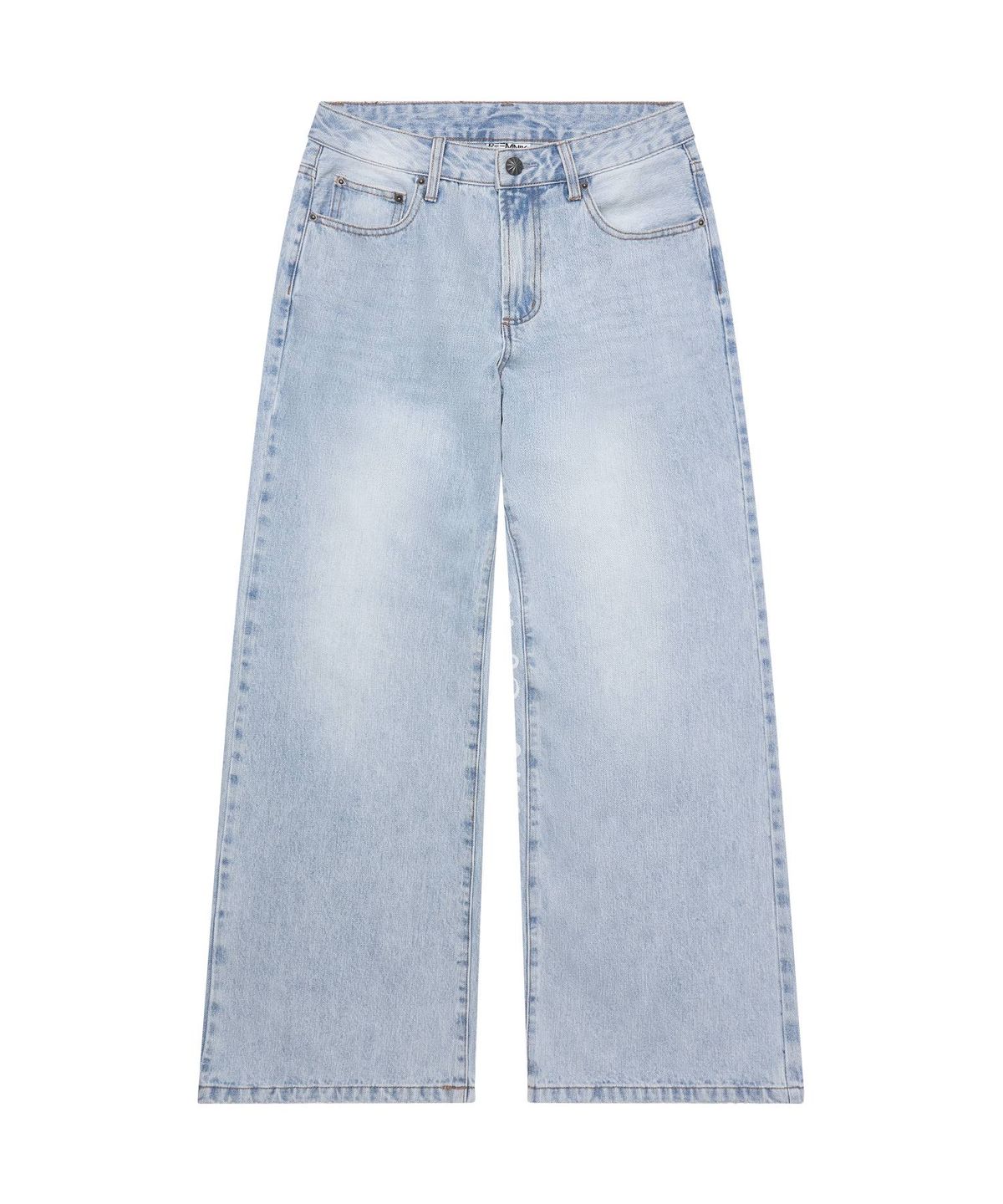 림닉(REEMNIK) RIVETTE DRIFT LETTERING WIDE DENIM PANTS [LIGHT BLUE]