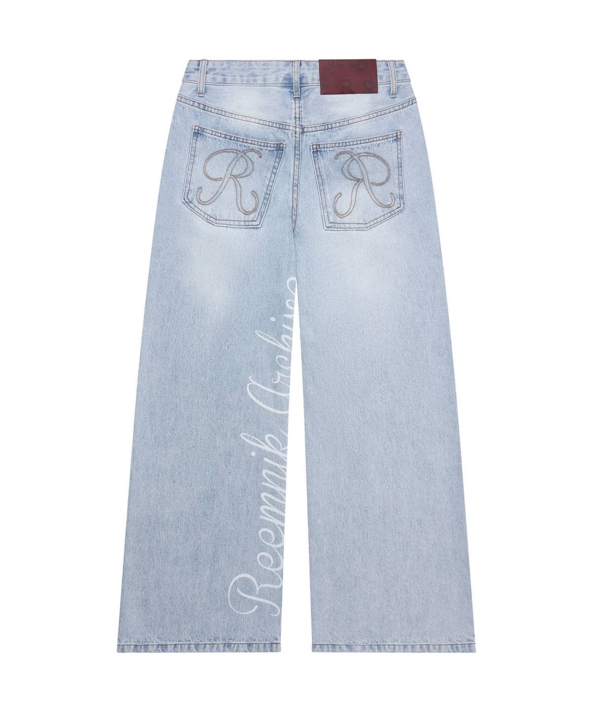 림닉(REEMNIK) RIVETTE DRIFT LETTERING WIDE DENIM PANTS [LIGHT BLUE]
