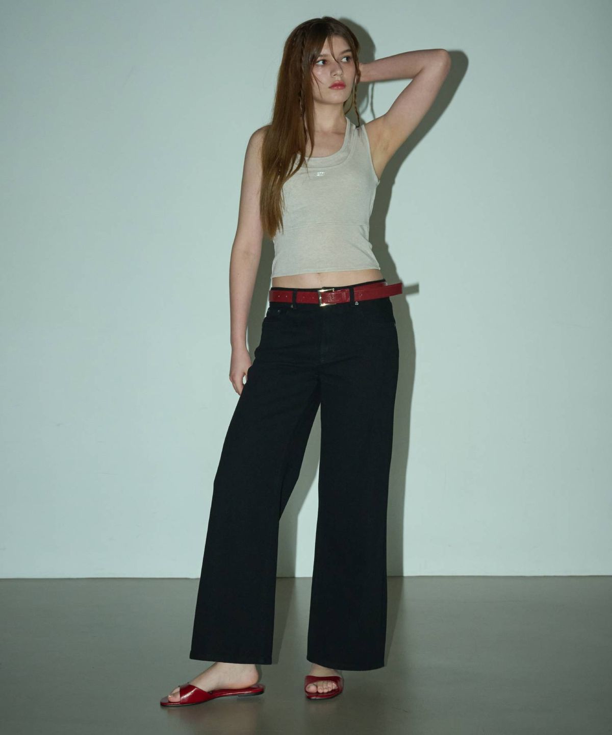 림닉(REEMNIK) RIVETTE DRIFT WIDE DENIM PANTS [BLACK]
