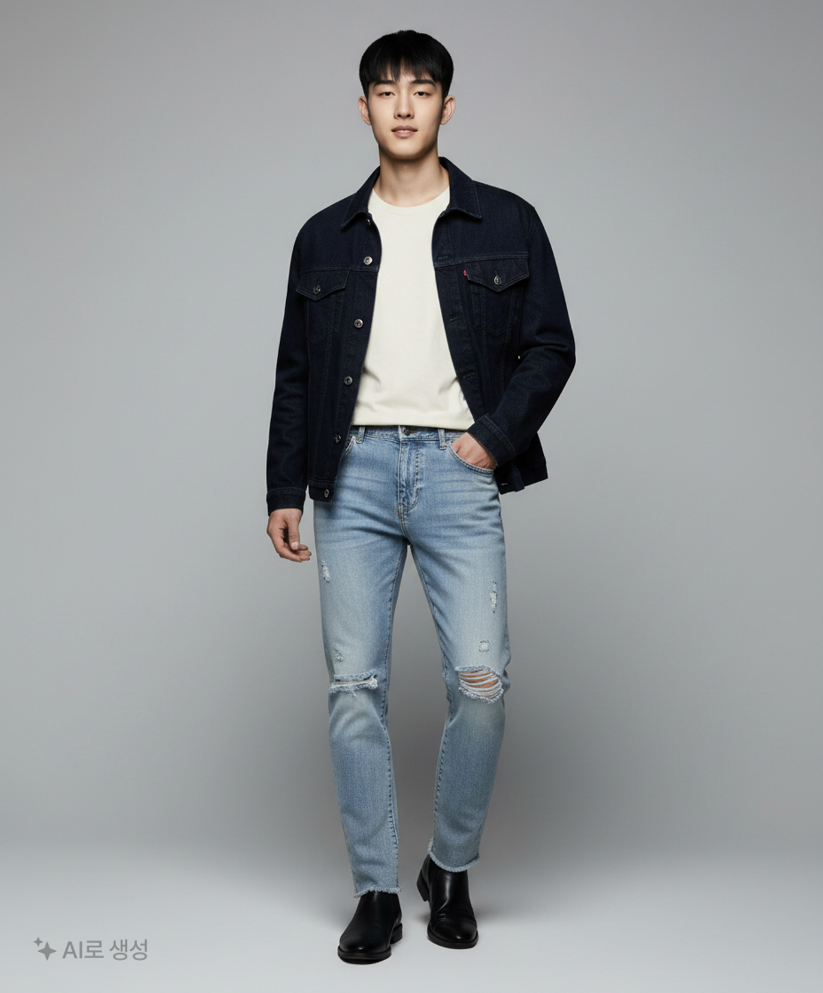 필드워커(FIELDWORKER) 롤업구제슬림핏데님 ROLL-UP DAMAGE DENIM L