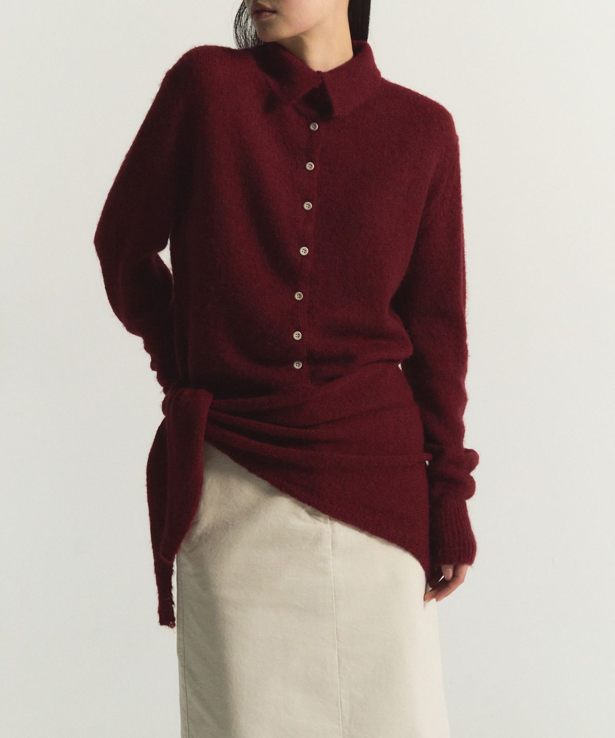 러프사이드 화이트라벨(ROUGH SIDE WHITE LABEL) Hairy Shawl Scarf Crimson Red