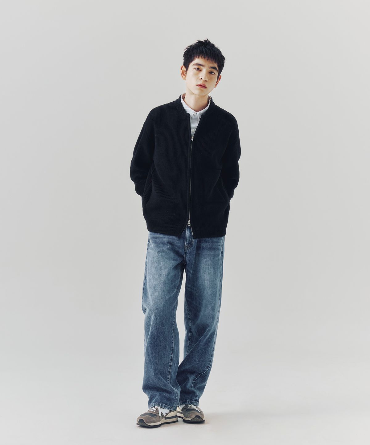 에스피오나지(ESPIONAGE) Miller Heavyweight Zip Knit Jacket Black
