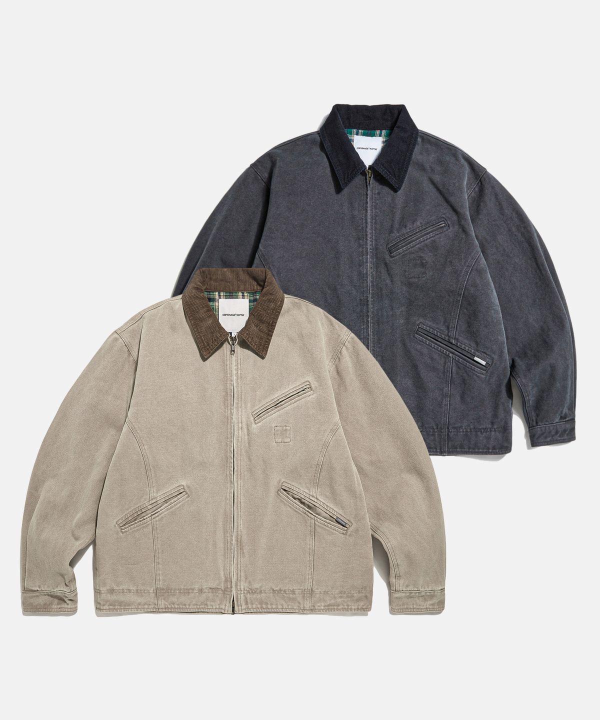 에스피오나지(ESPIONAGE) Washed Canvas Blouson Jacket Stone Beige