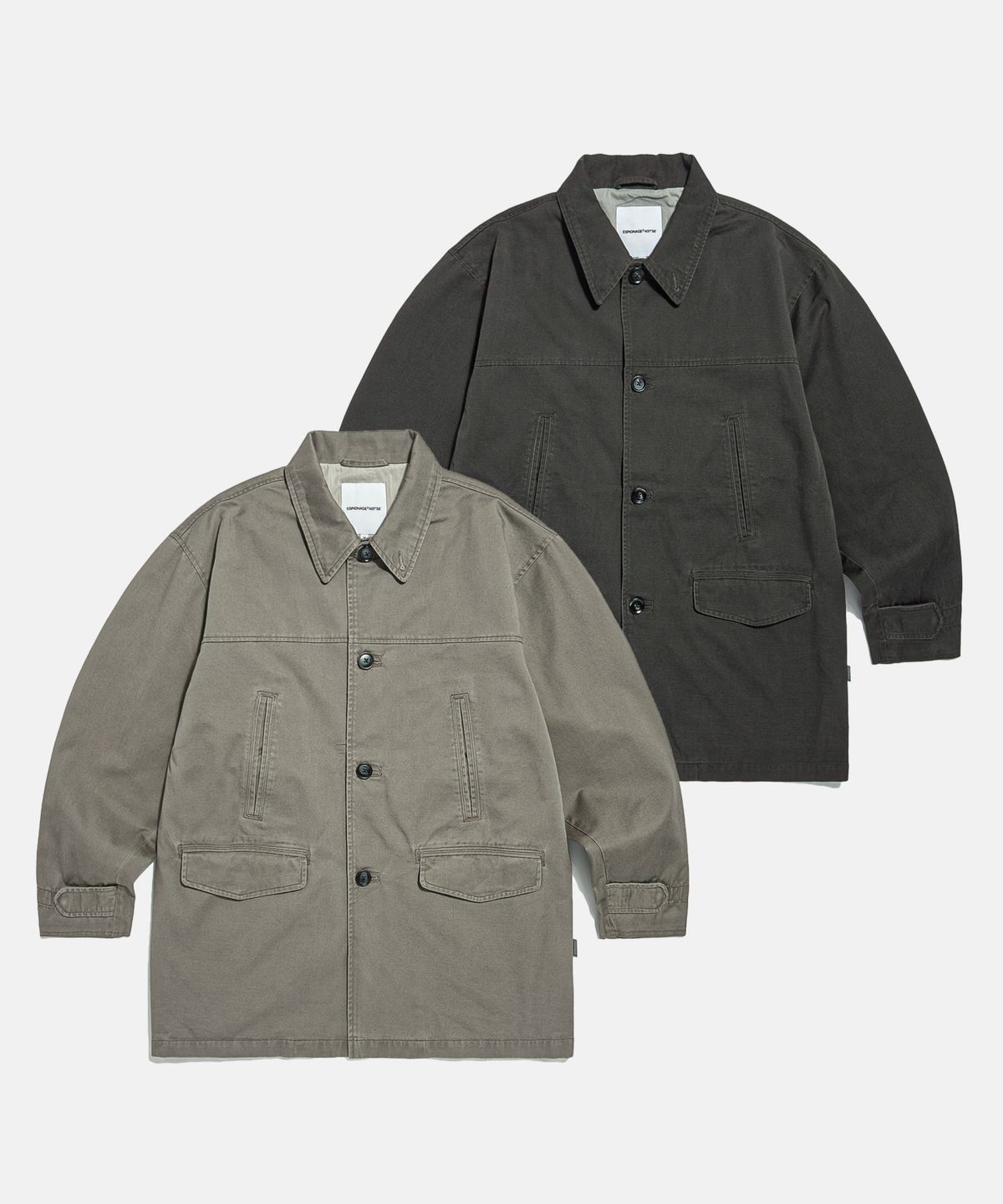에스피오나지(ESPIONAGE) Washed Cotton Car Coat Dark Grey