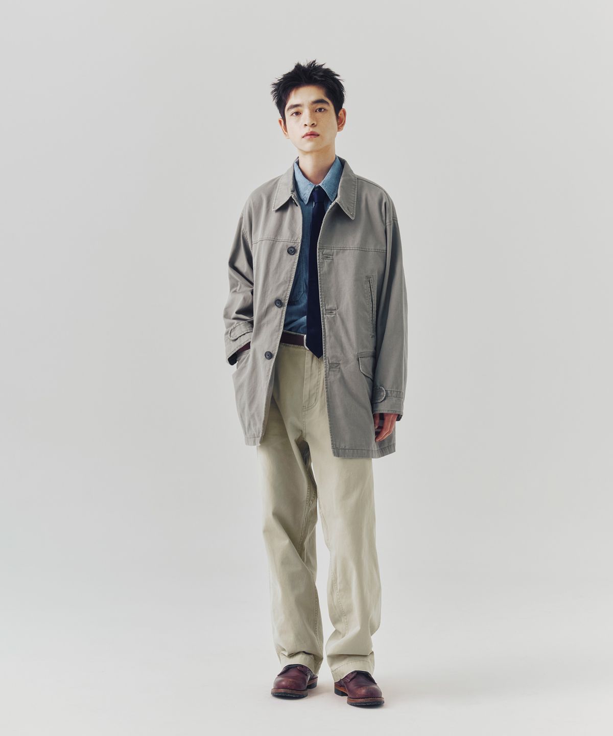 에스피오나지(ESPIONAGE) Washed Cotton Car Coat Dark Beige