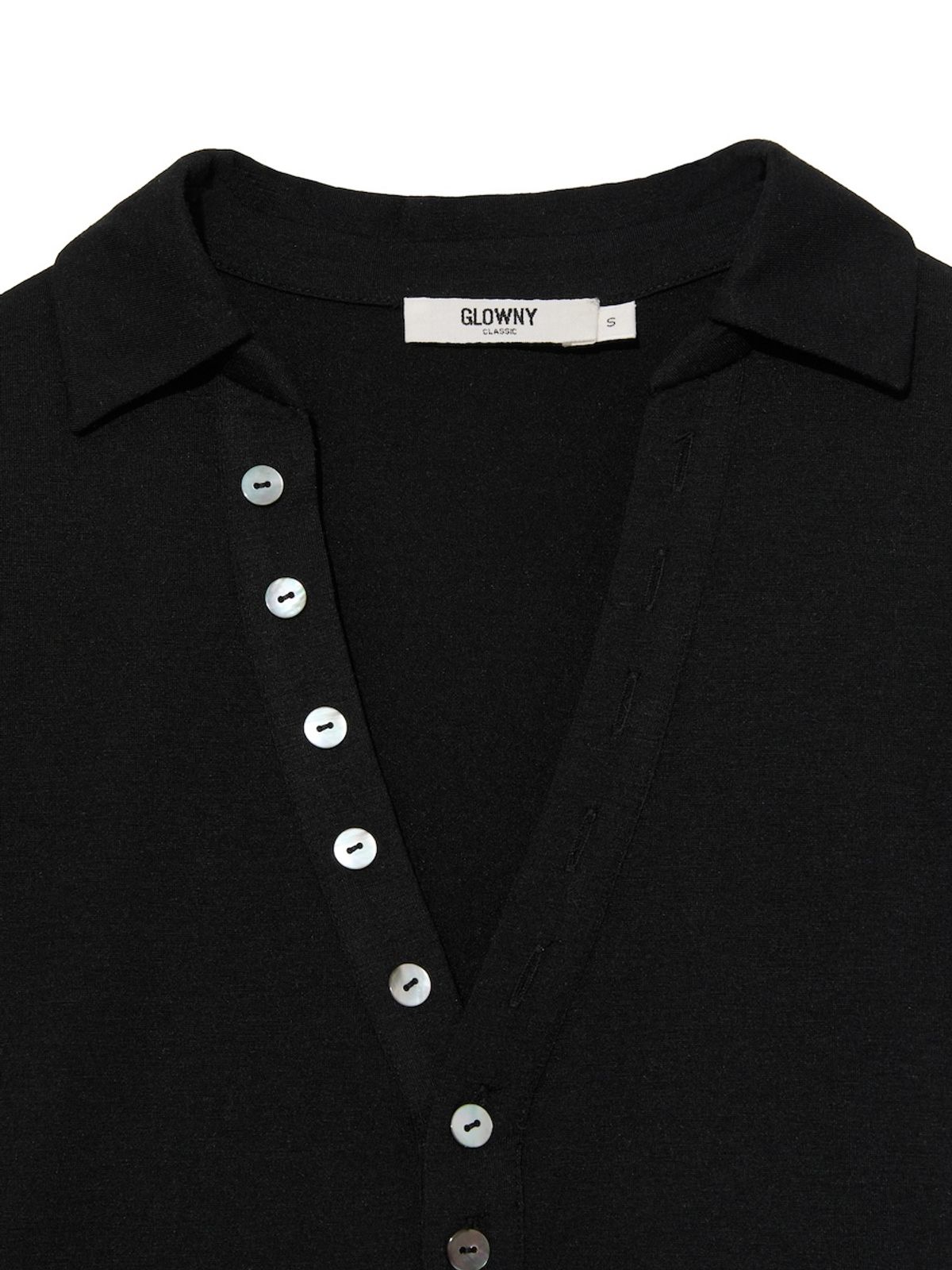 글로니(GLOWNY) G V-COLLAR HENLEY TOP (BLACK)