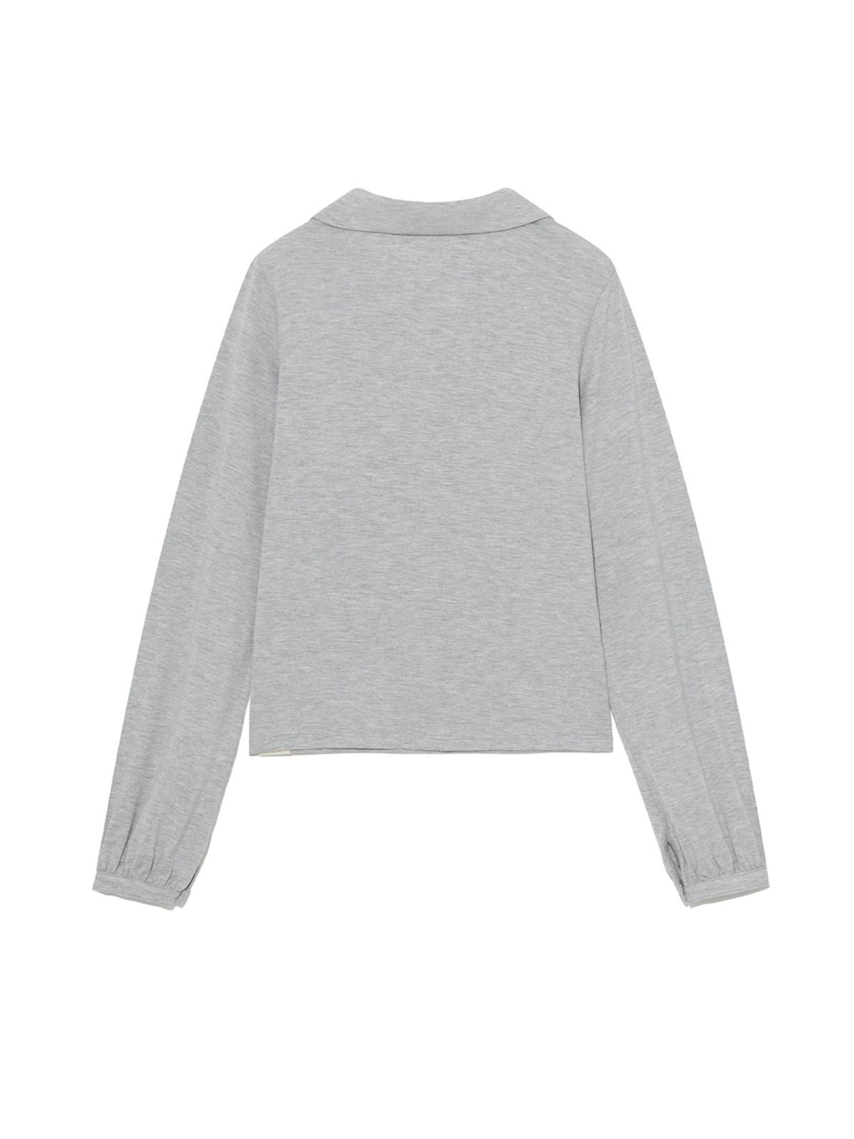 글로니(GLOWNY) G V-COLLAR HENLEY TOP (MELANGE GRAY)