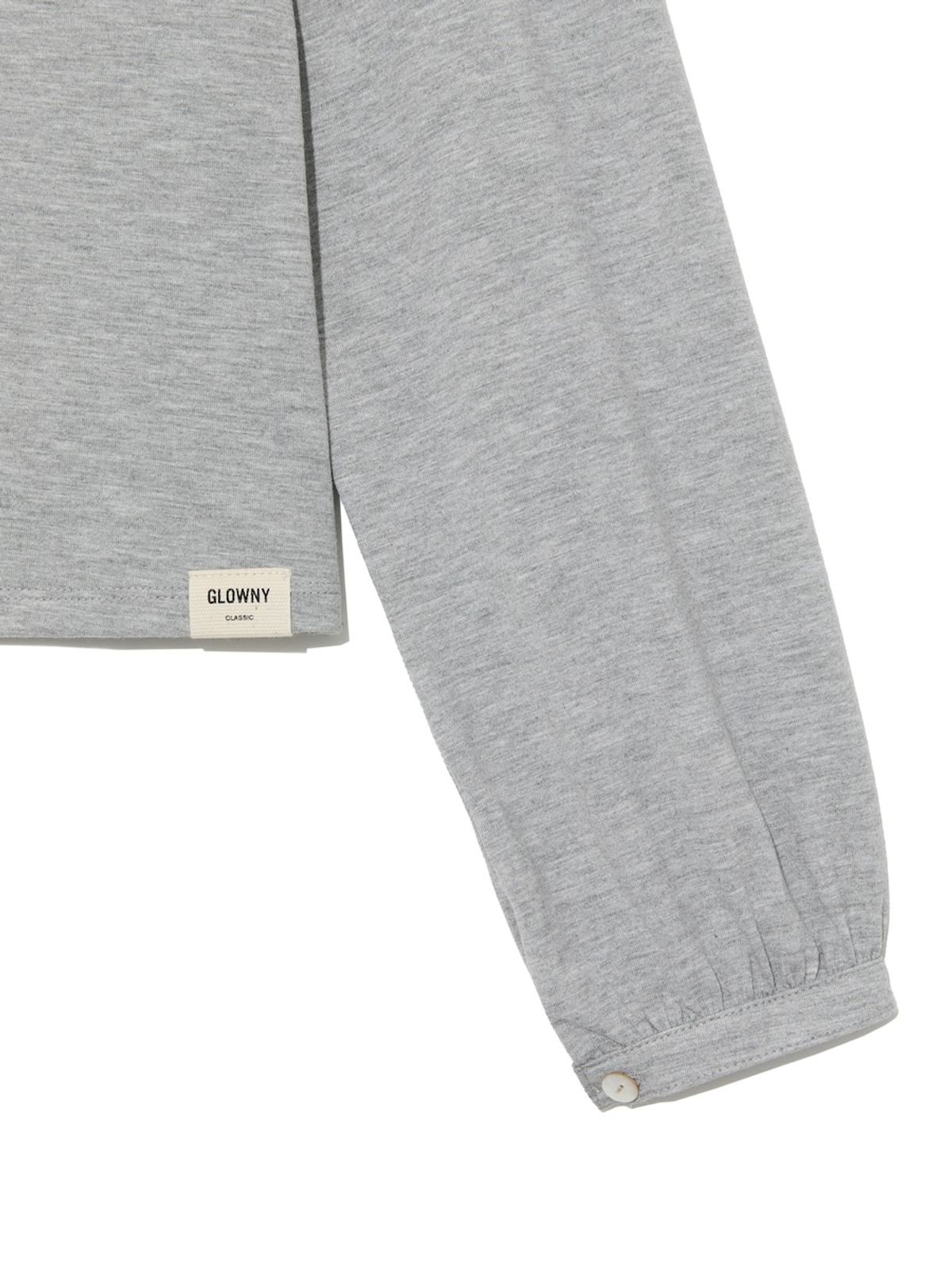 글로니(GLOWNY) G V-COLLAR HENLEY TOP (MELANGE GRAY)